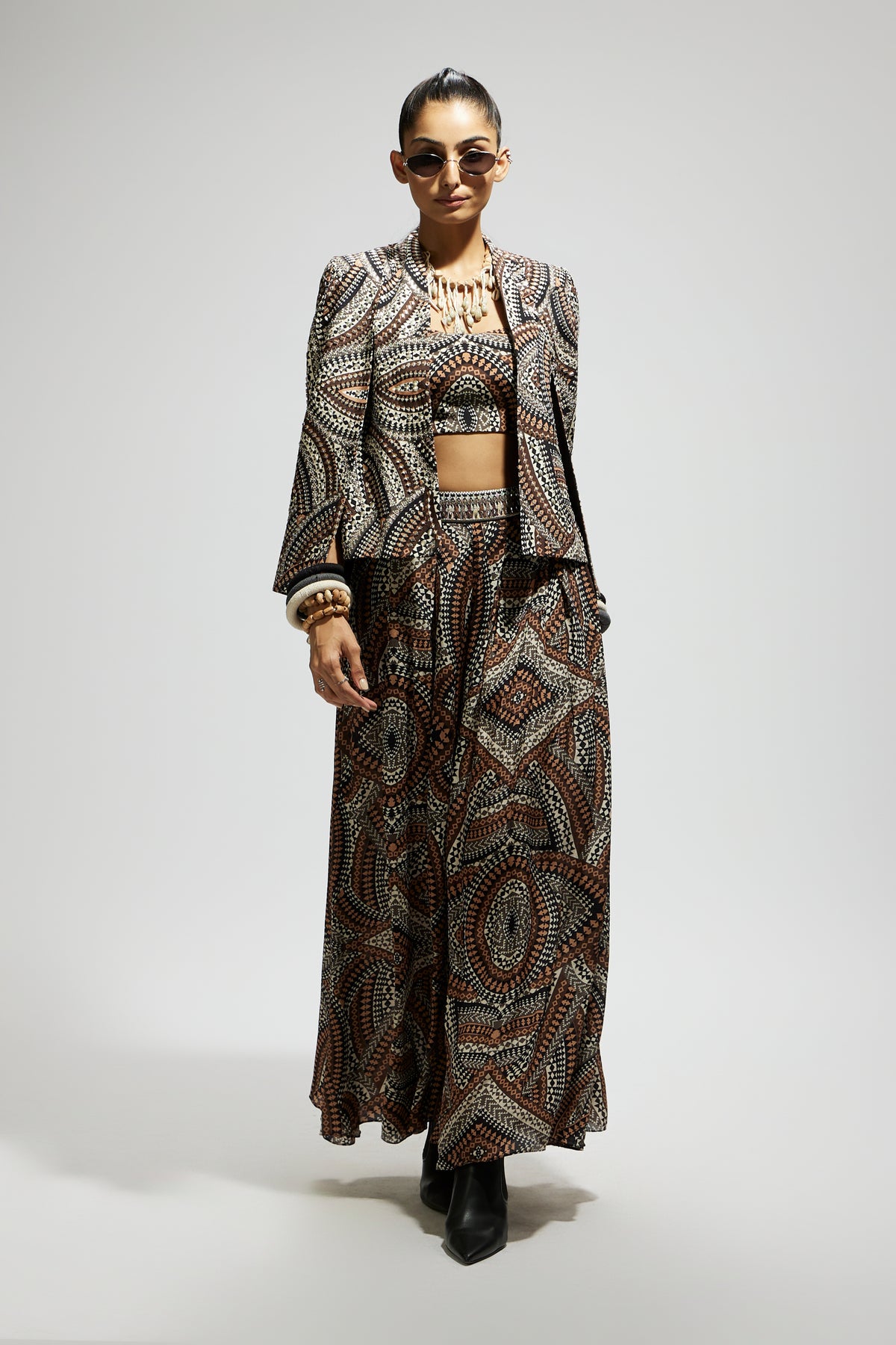 Zentangle Print Cape Jacket Set