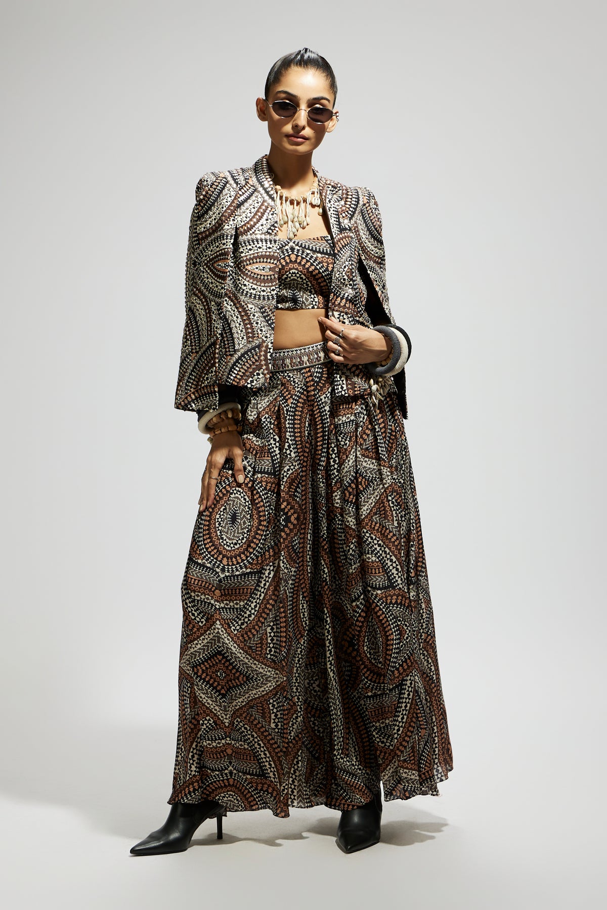 Zentangle Print Cape Jacket Set