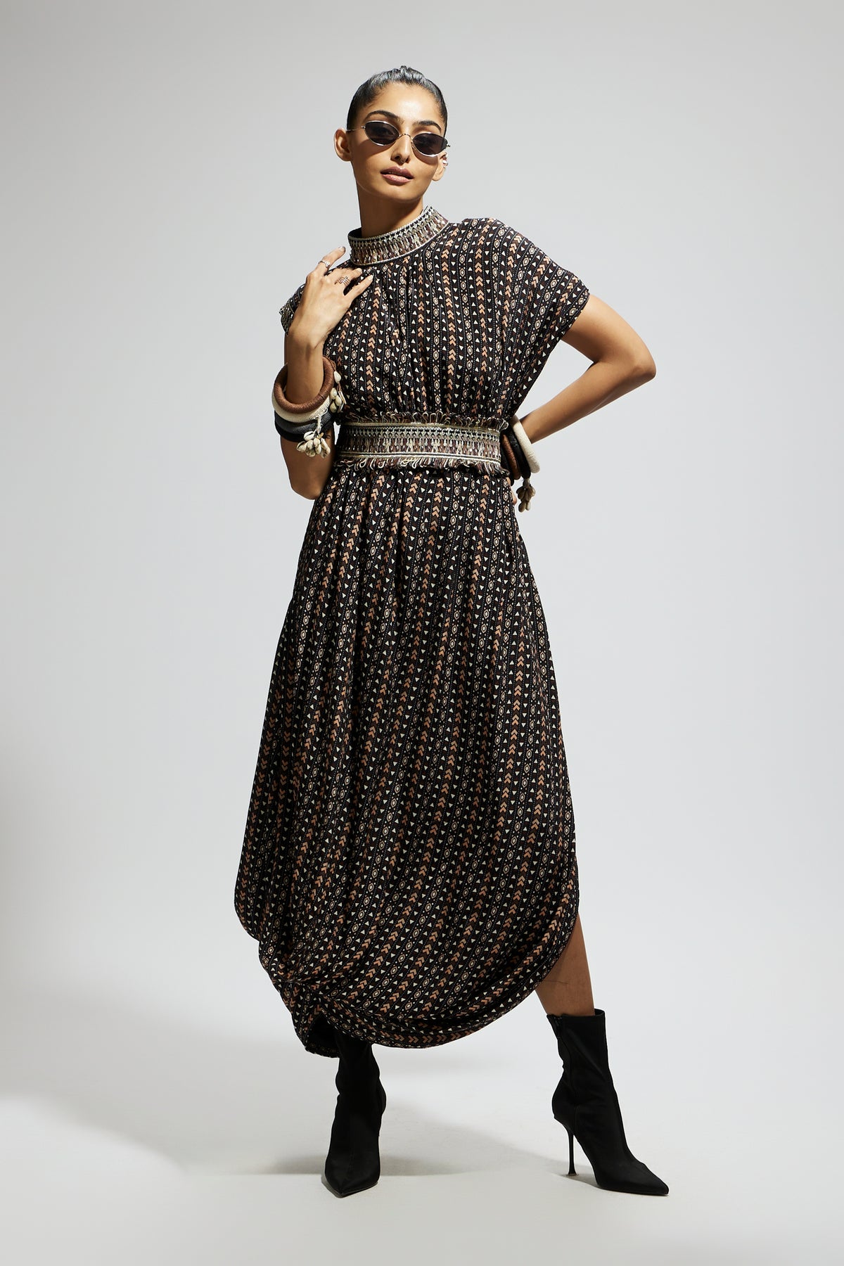 Black Boho Dress With Belt