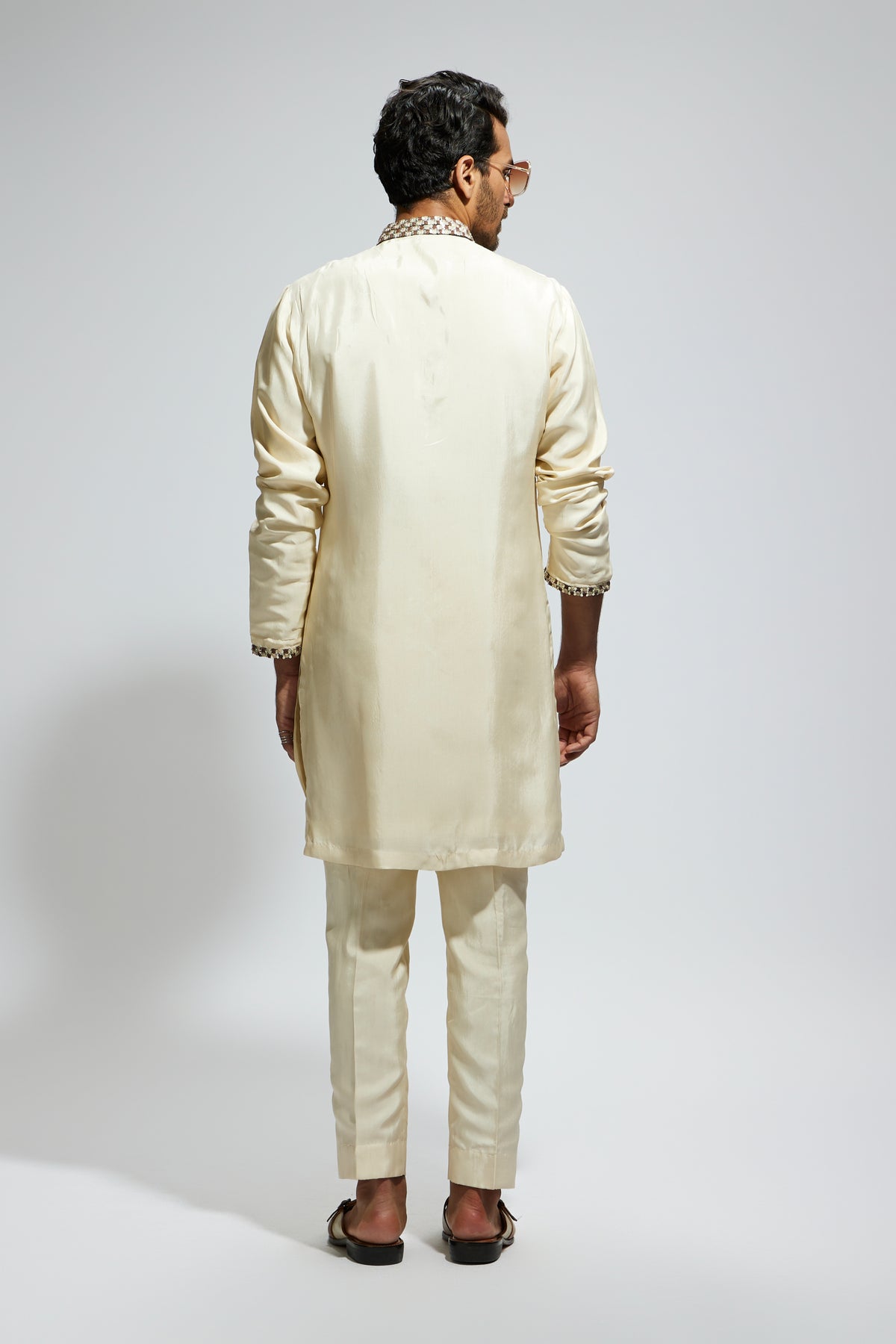 Beige Solid Kurta Set