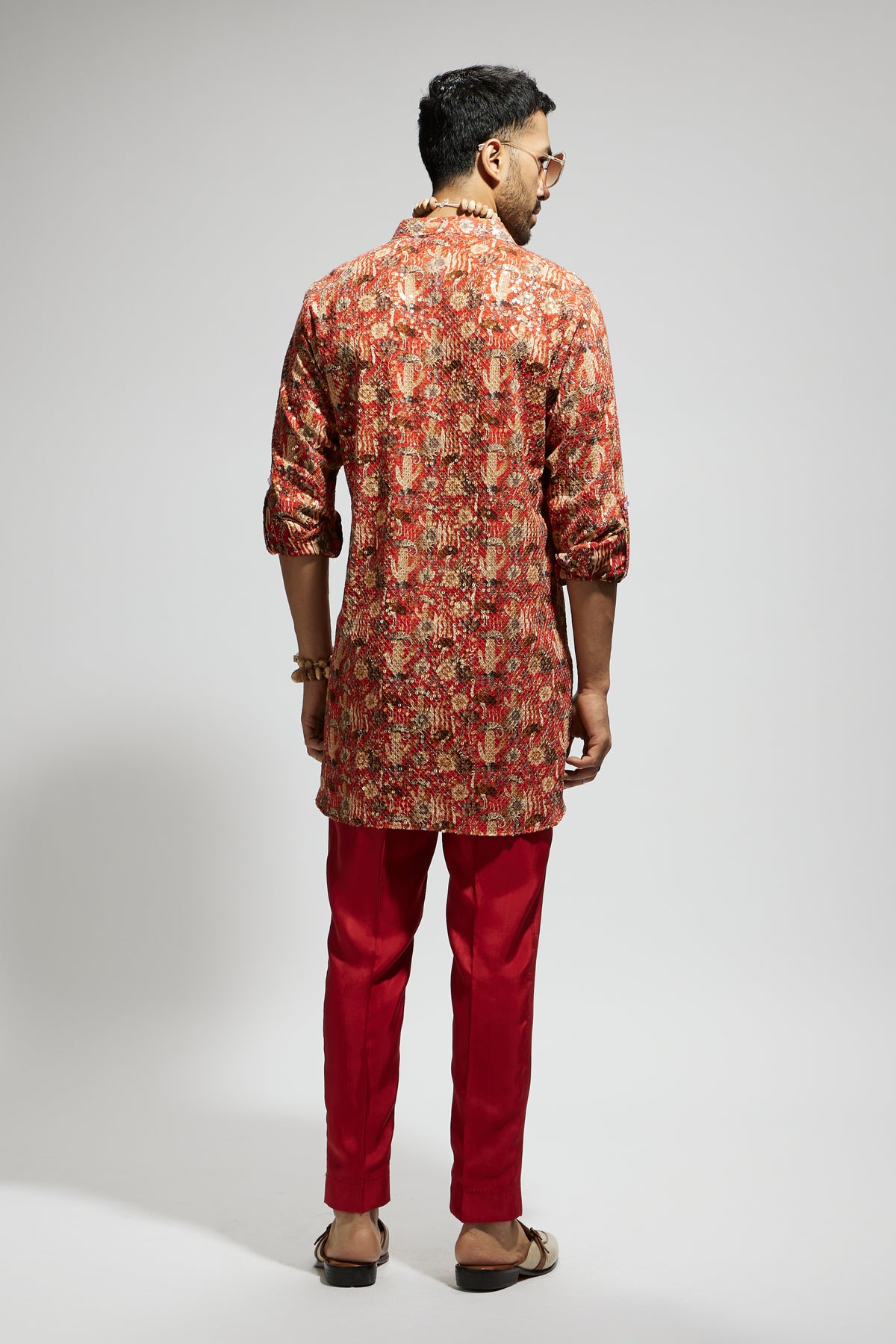 Orange Jaal Embellished Kurta