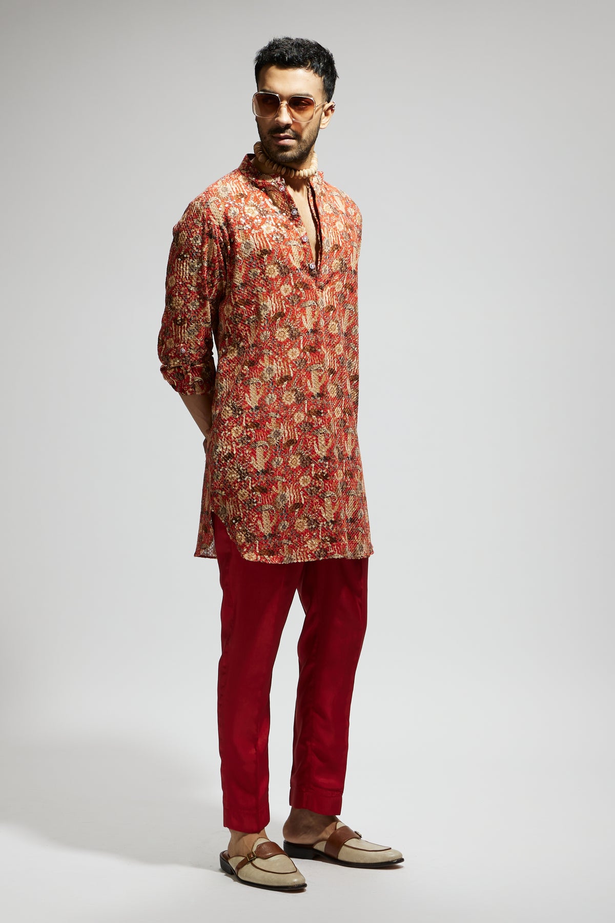 Orange Jaal Embellished Kurta