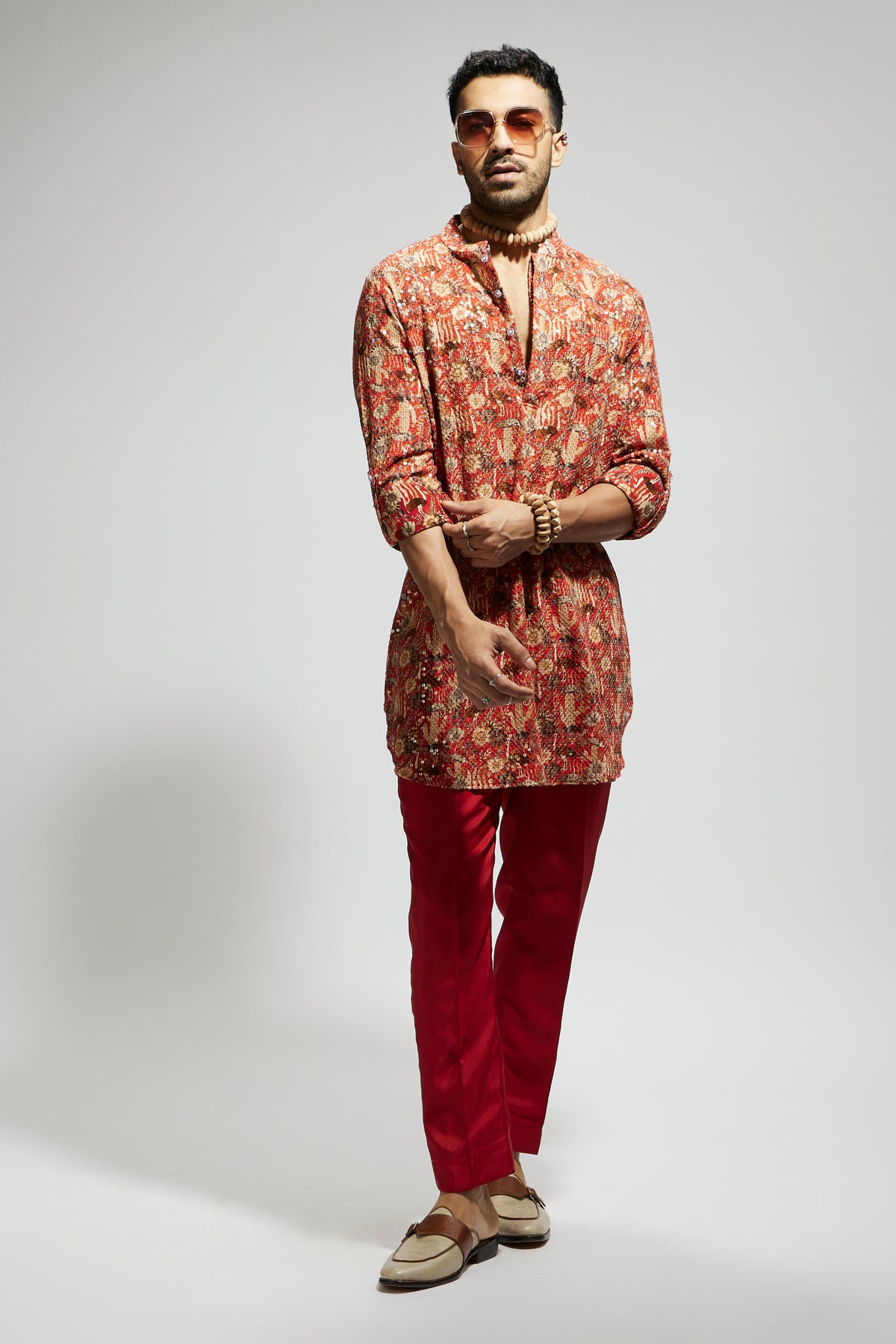 Orange Jaal Embellished Kurta