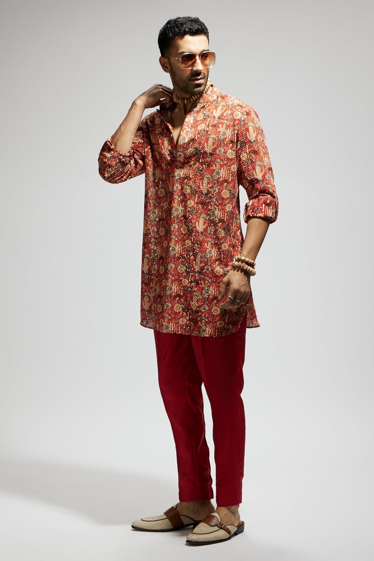 Orange Jaal Embellished Kurta