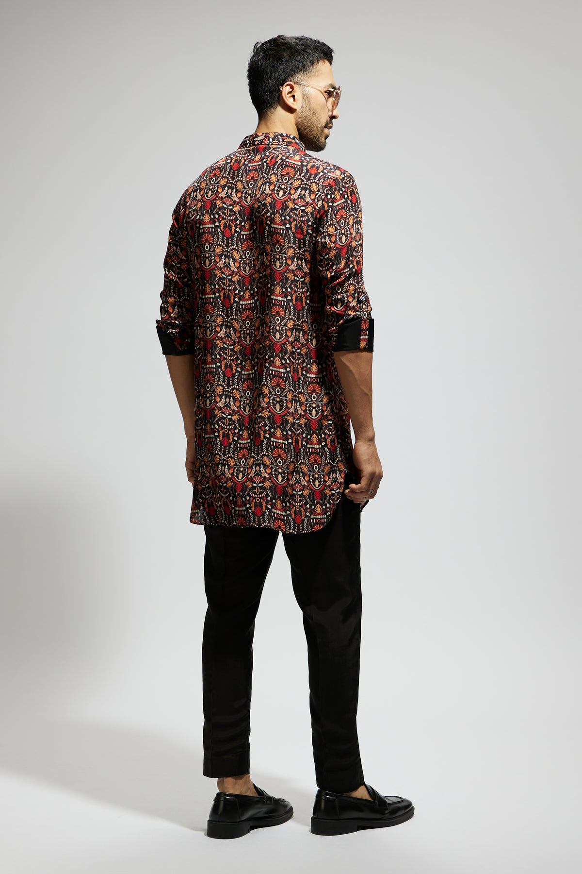 Black Leaf Jaal Printed Kurta