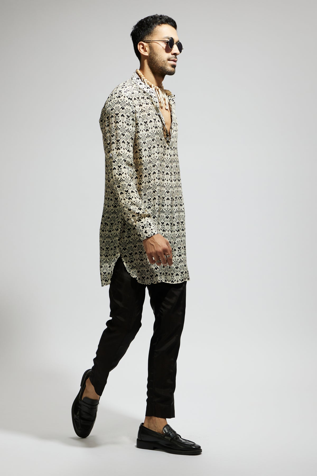 White Geo Printed Kurta