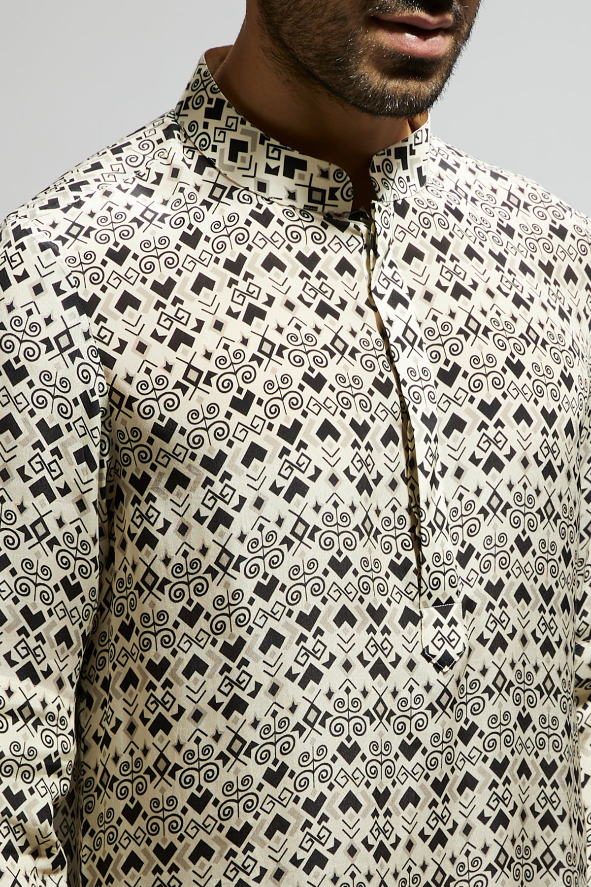 White Geo Printed Kurta