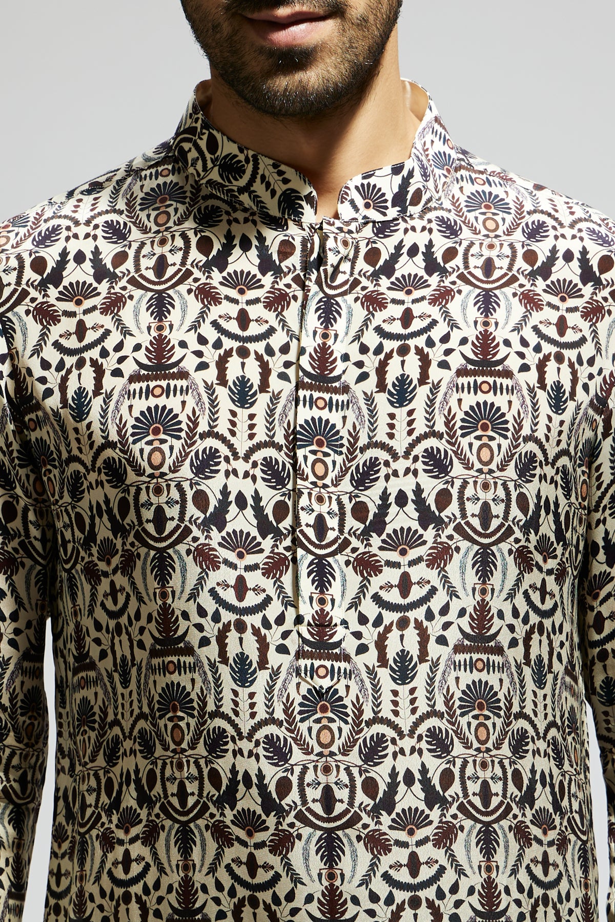 White Leaf Jaal Printed Kurta