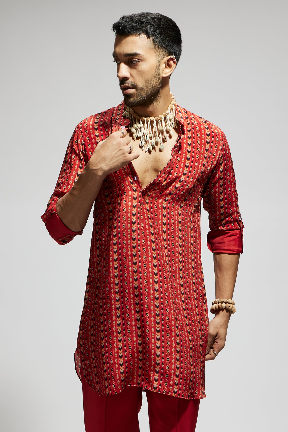 Orange Boho Print Kurta