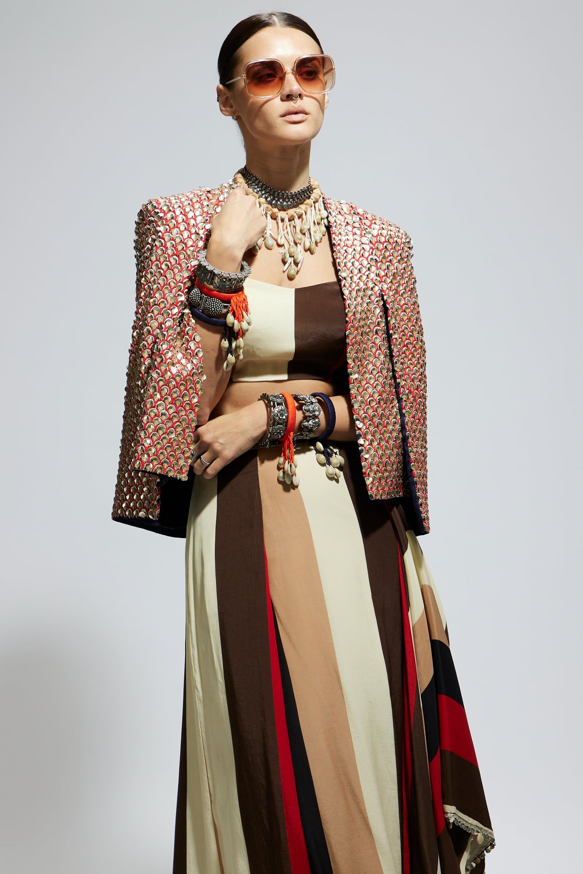 Teraccota Metallic Cape Jacket
