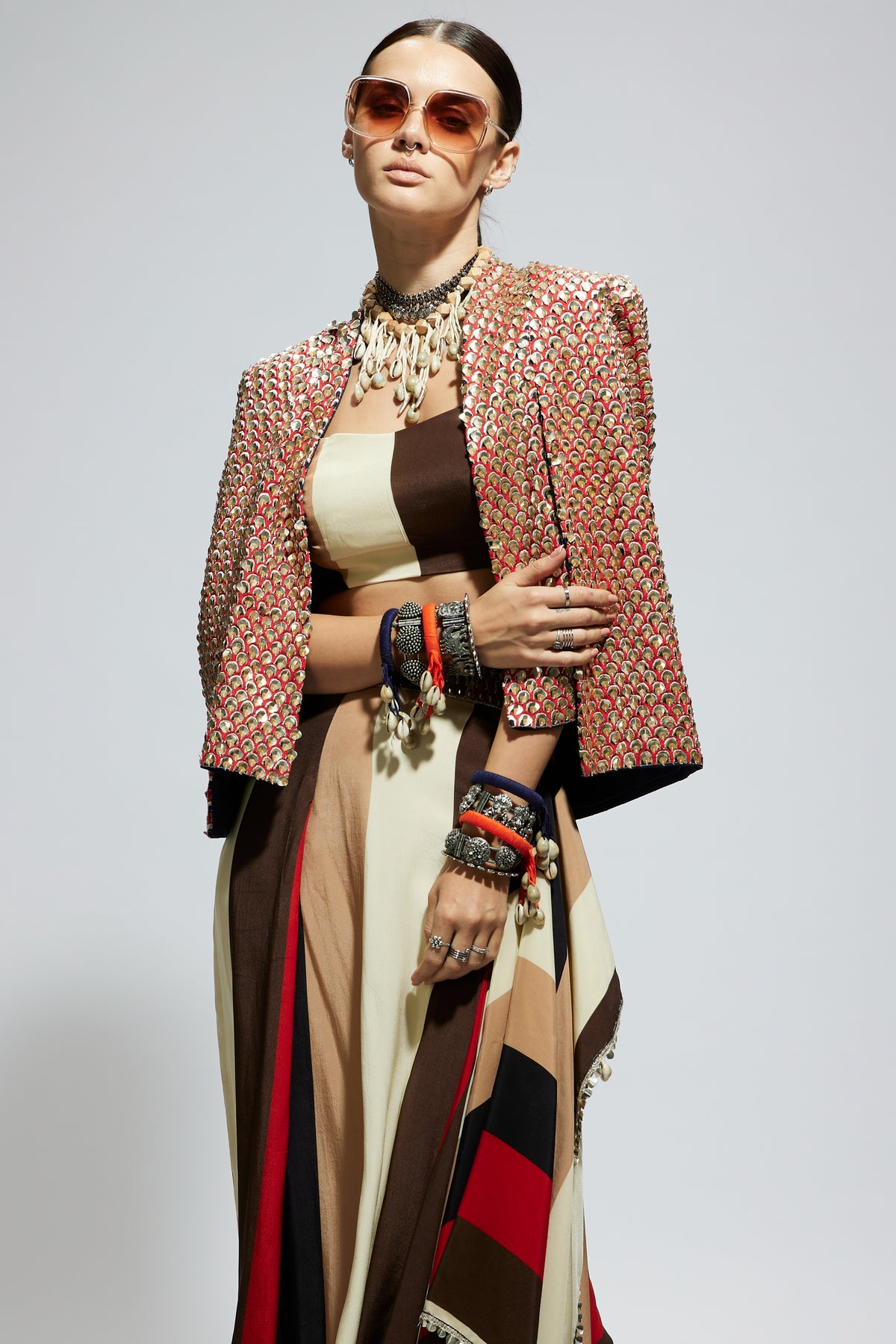 Teraccota Metallic Cape Jacket