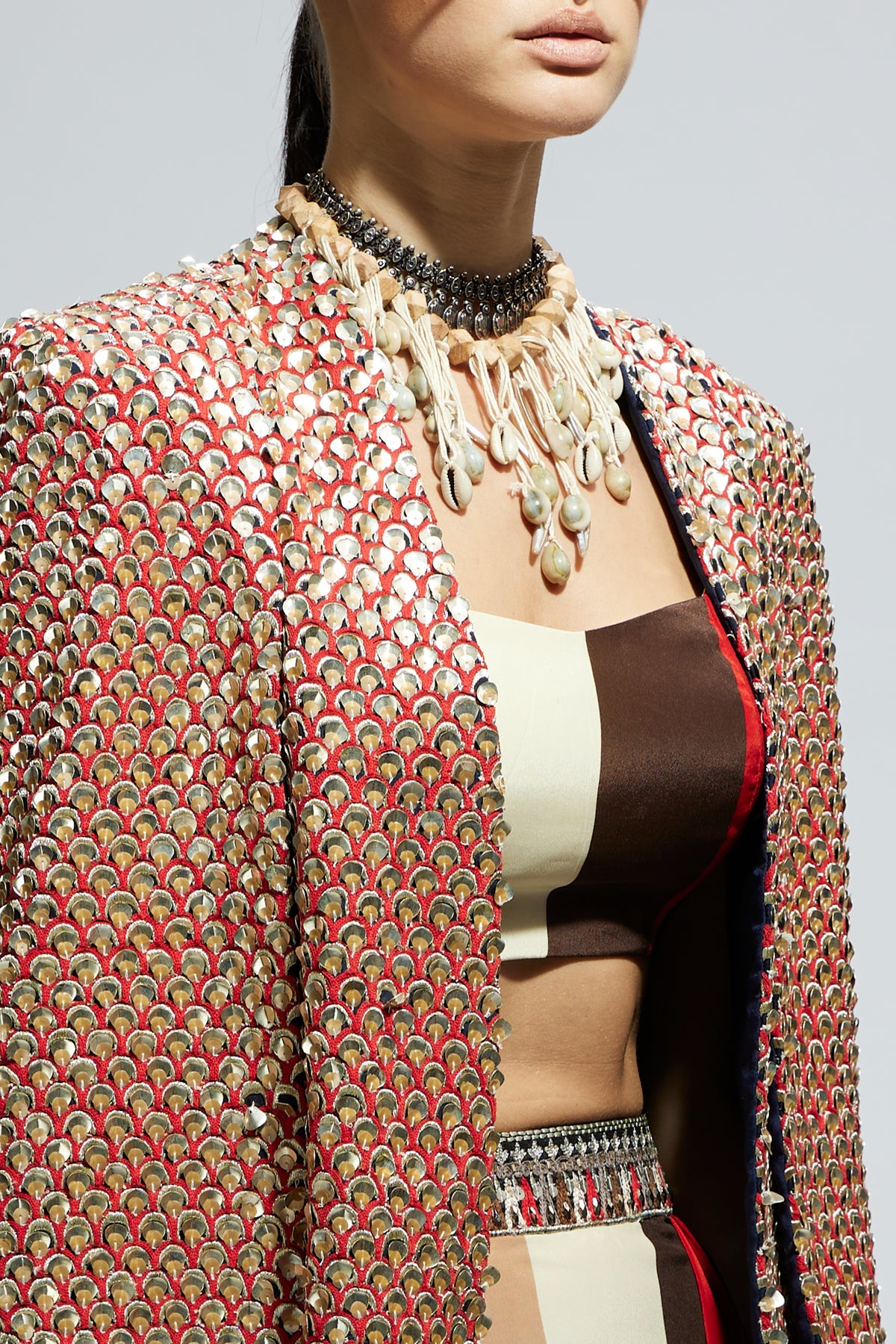 Teraccota Metallic Cape Jacket