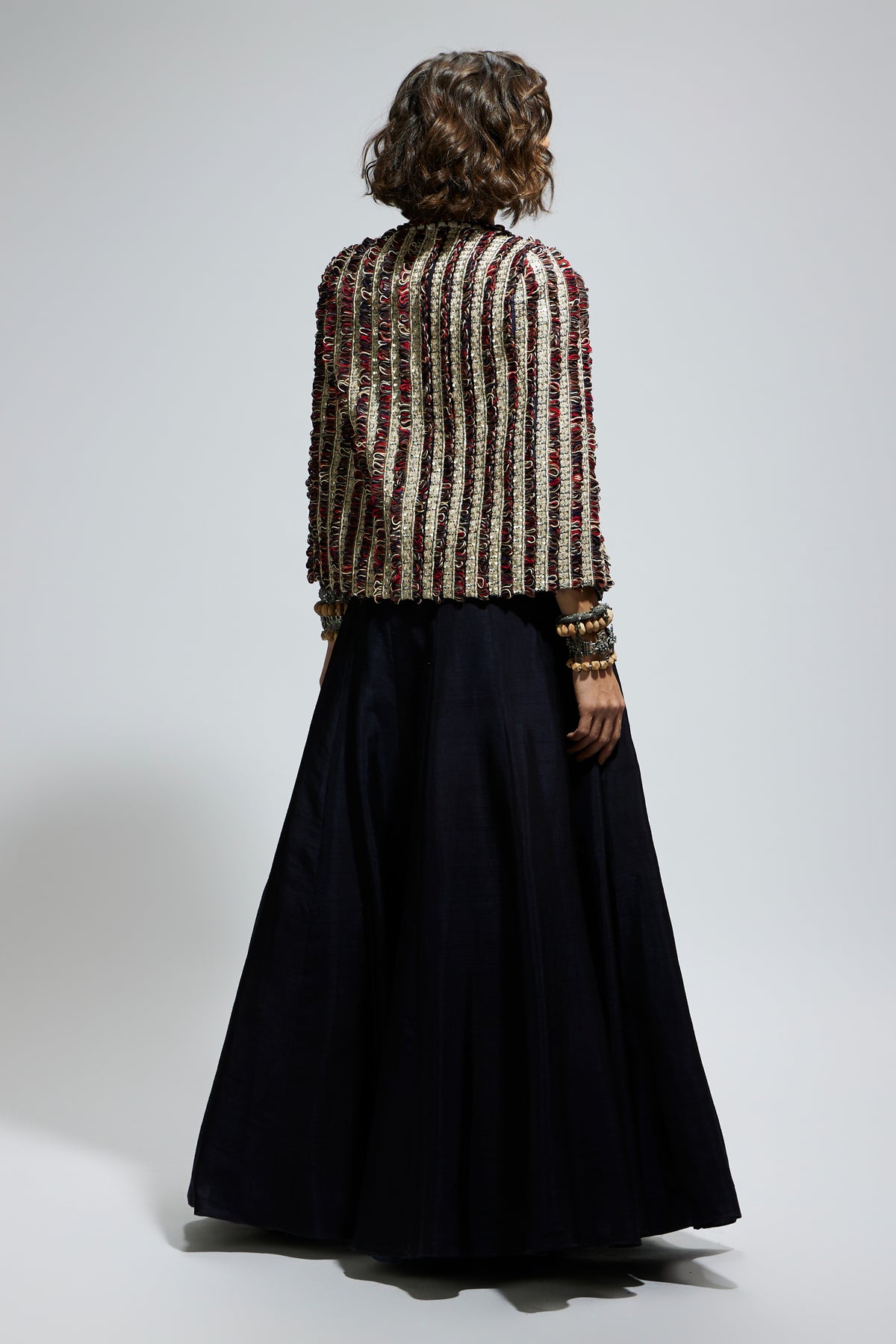 Blue Textured Embellished Lehenga Set