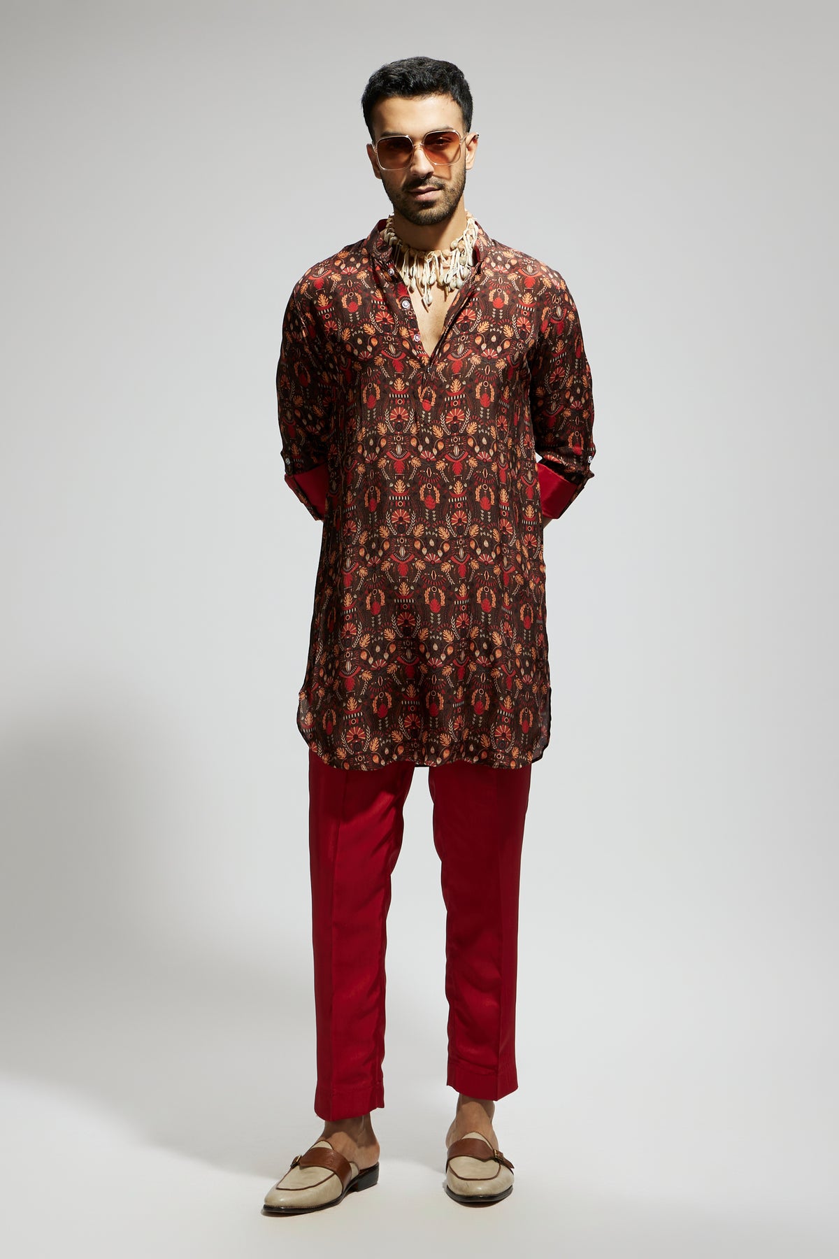 Grey Jaal Printed Kurta