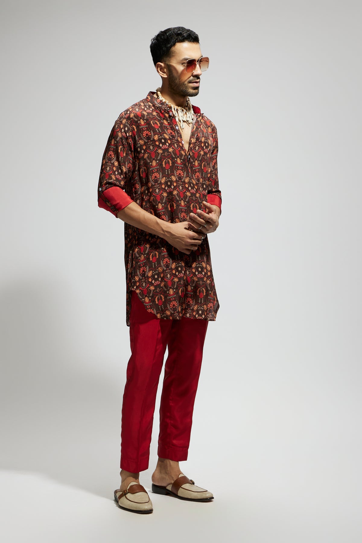 Grey Jaal Printed Kurta