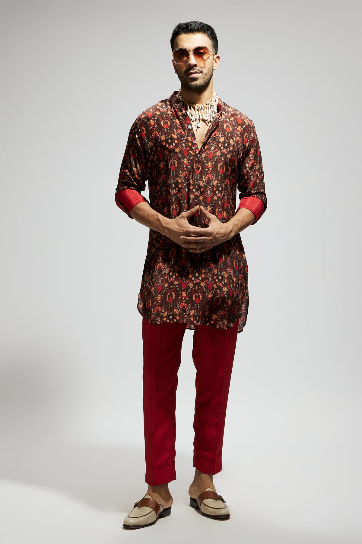 Grey Jaal Printed Kurta