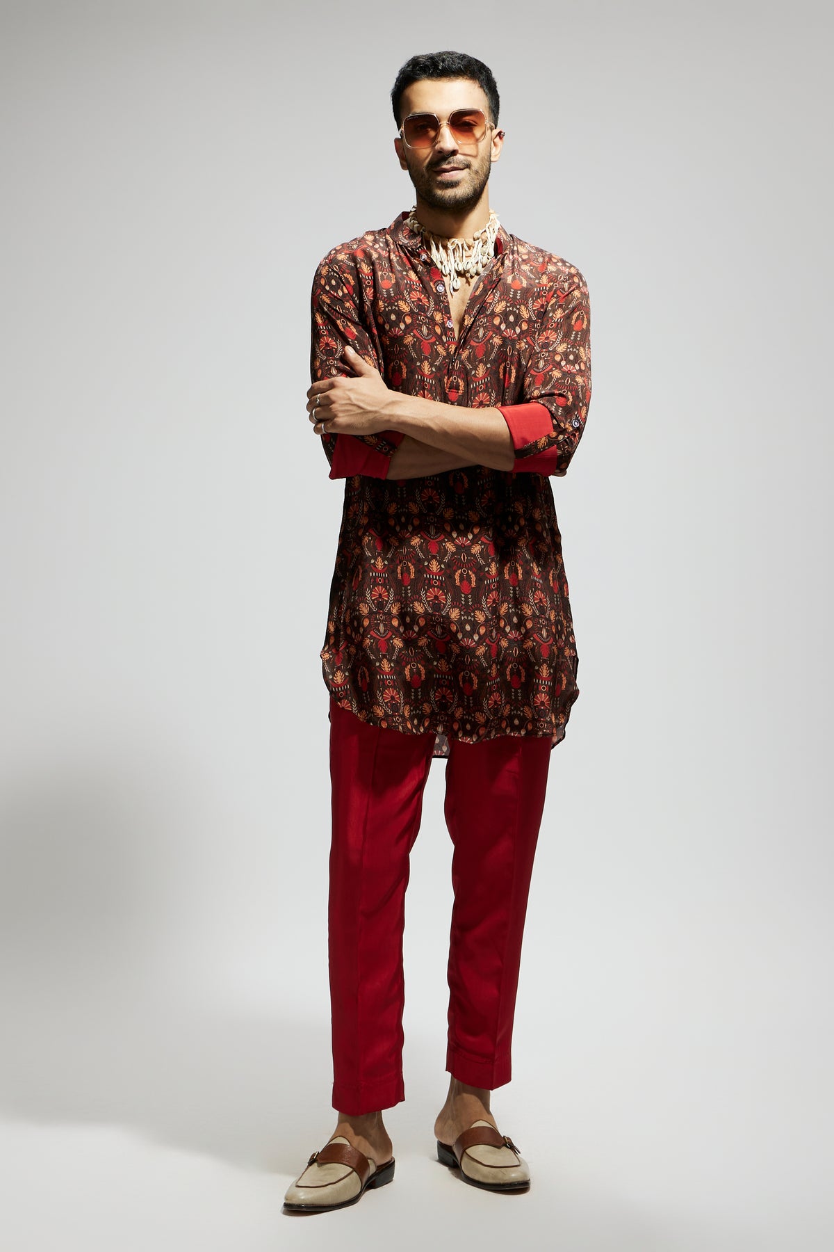 Grey Jaal Printed Kurta
