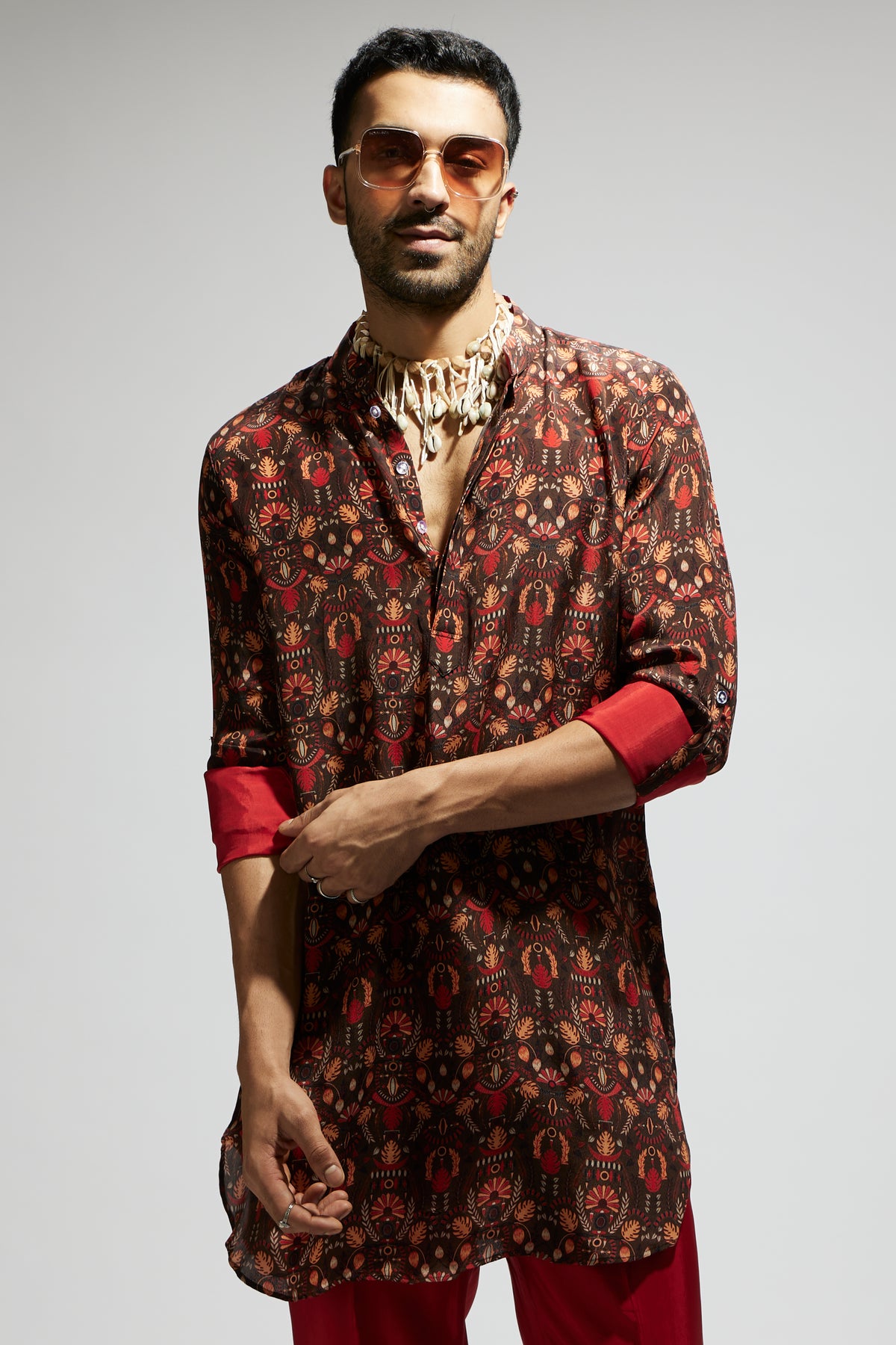 Grey Jaal Printed Kurta