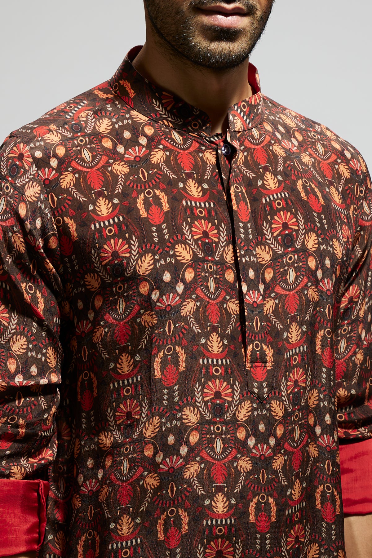 Grey Jaal Printed Kurta