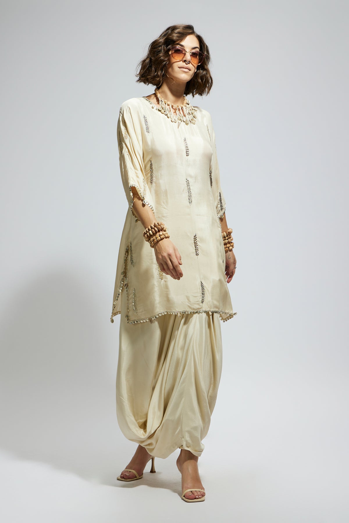 Ivory Embellished Tunic Set