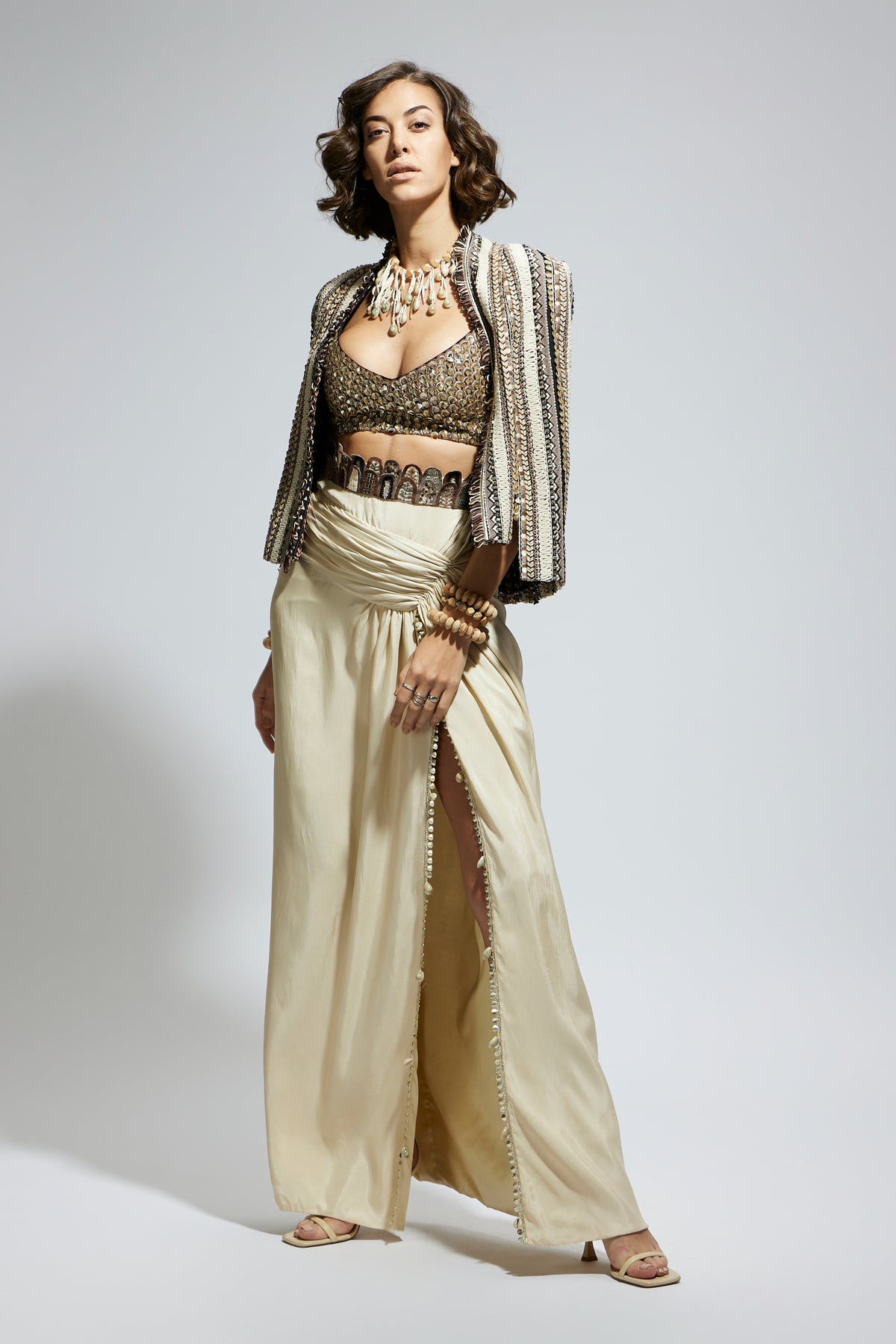 Embellished and Textured Jacket Set