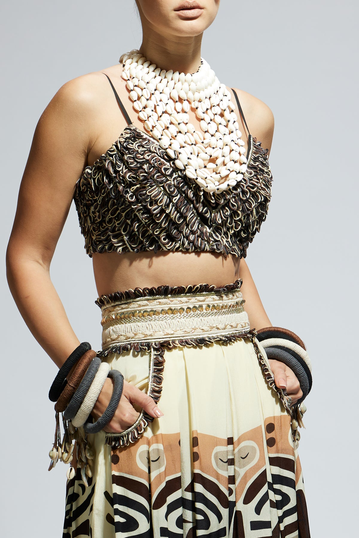 Box Pleated Lehenga With Bustier