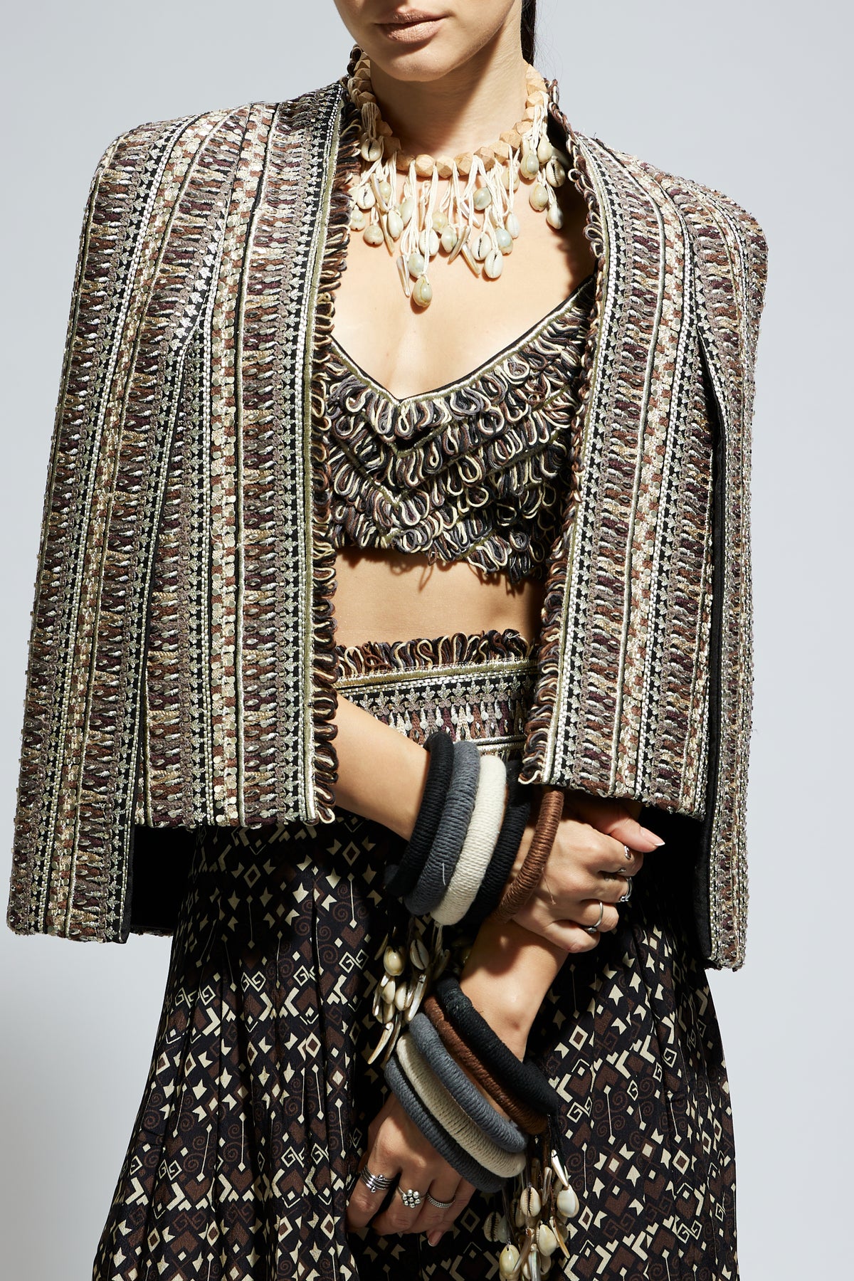Brown Embellished Noor Jacket
