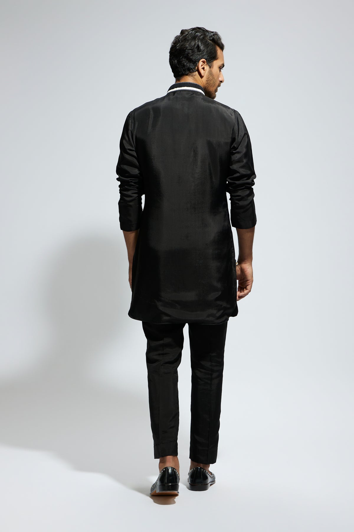 Black Threadwork Yoke Kurta Set