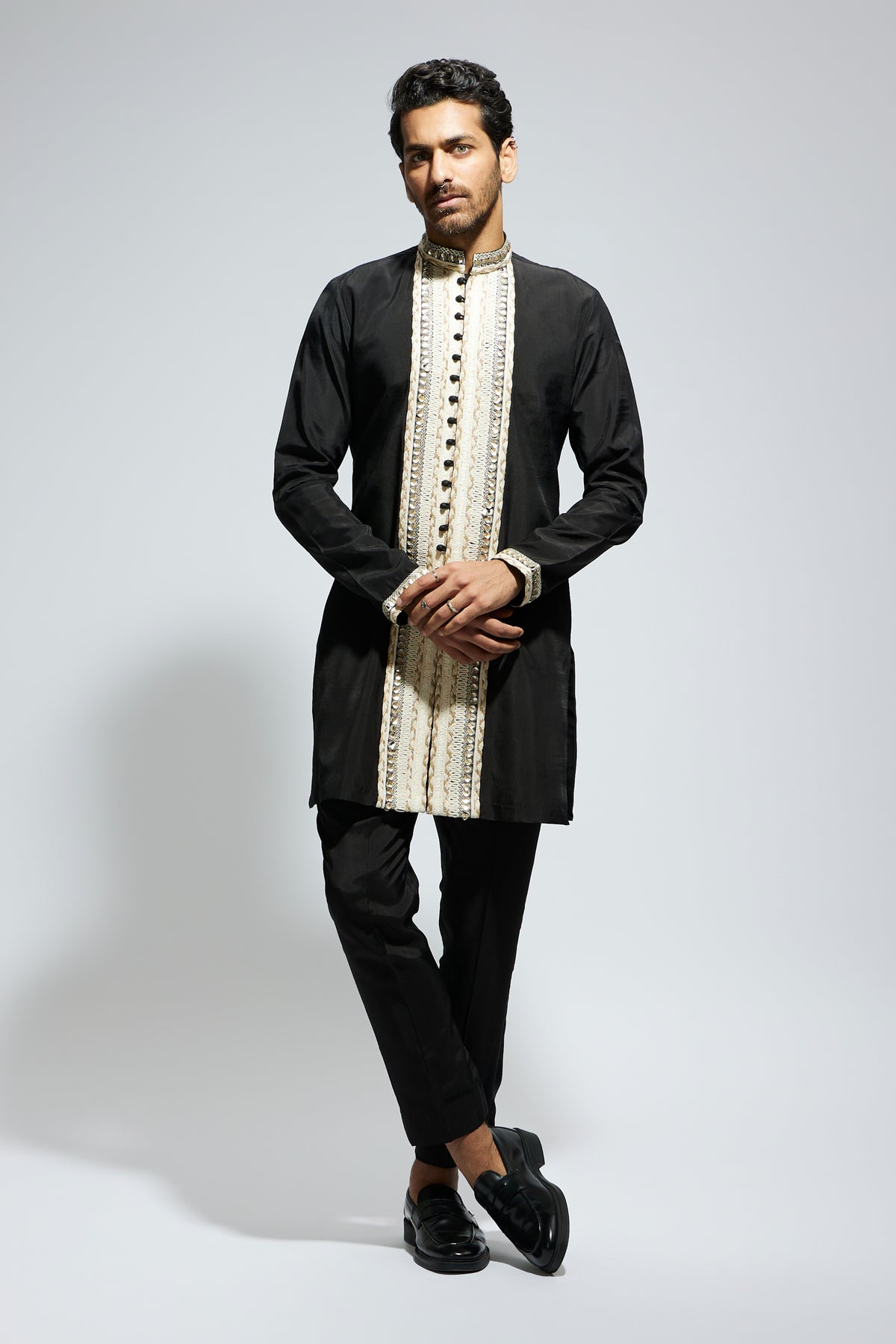 Black Threadwork Embroidered Kurta Set