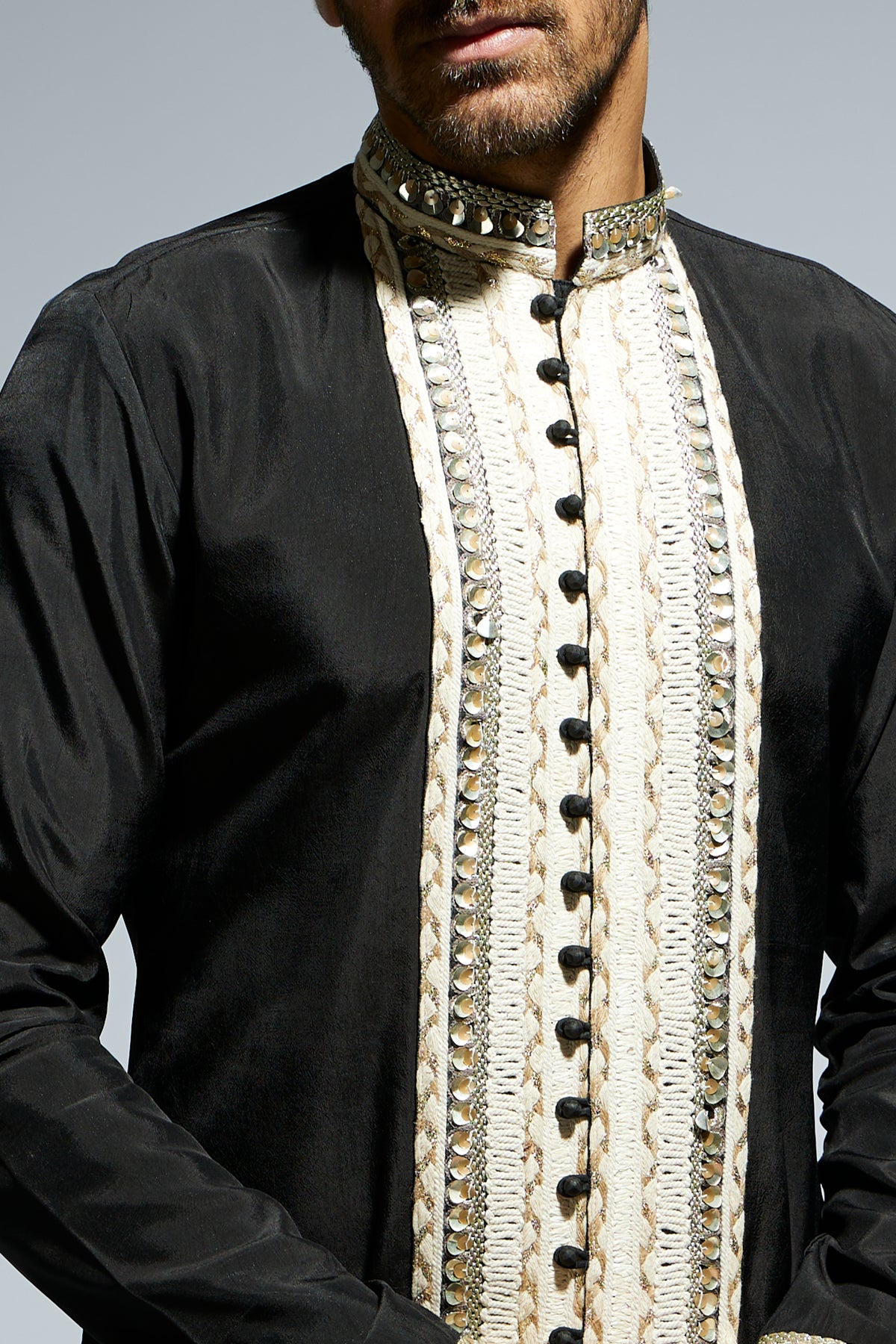 Black Threadwork Embroidered Kurta Set