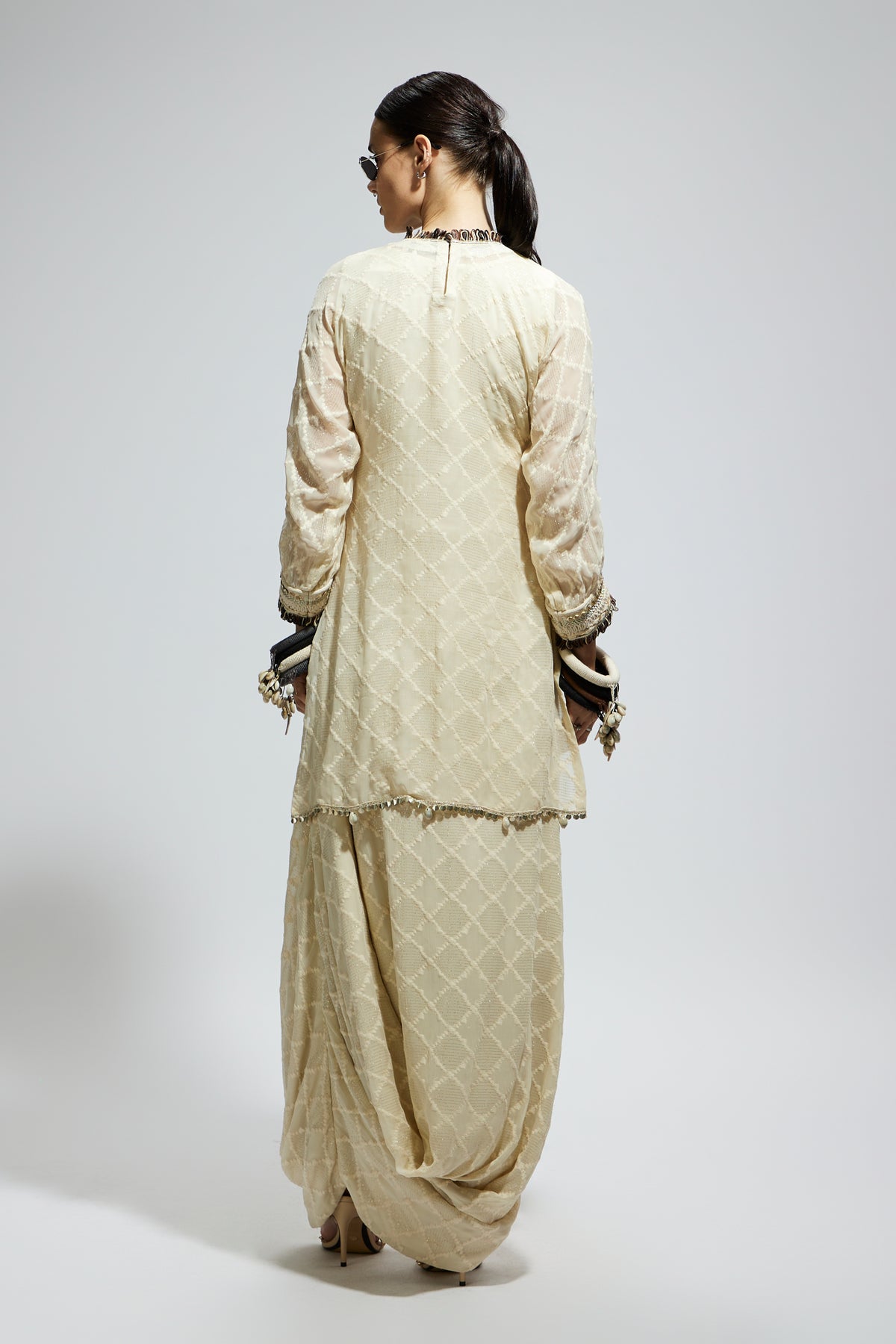 Yoke Embroidered Tunic With Skirt