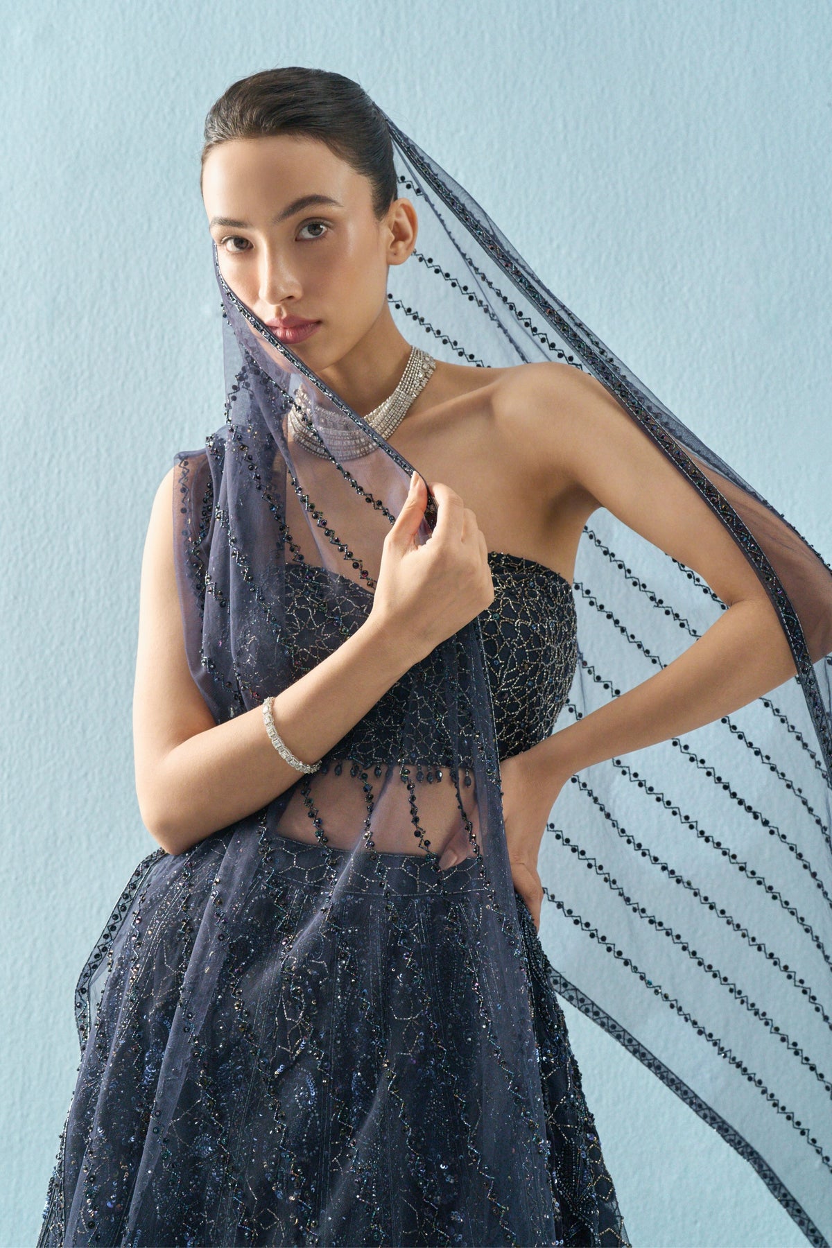 Navy Blue Lehenga Set