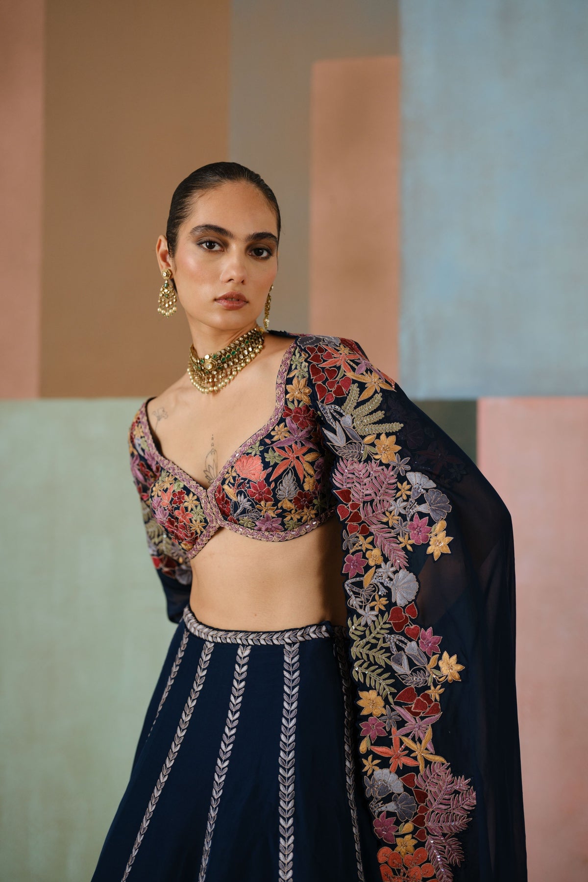 Navy Blue Valerie Lehenga Set