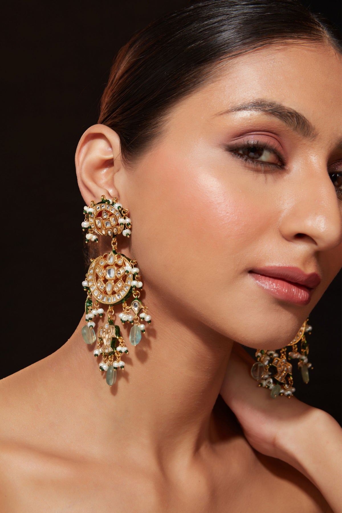 Inaayat Gold Plated Green Earrings