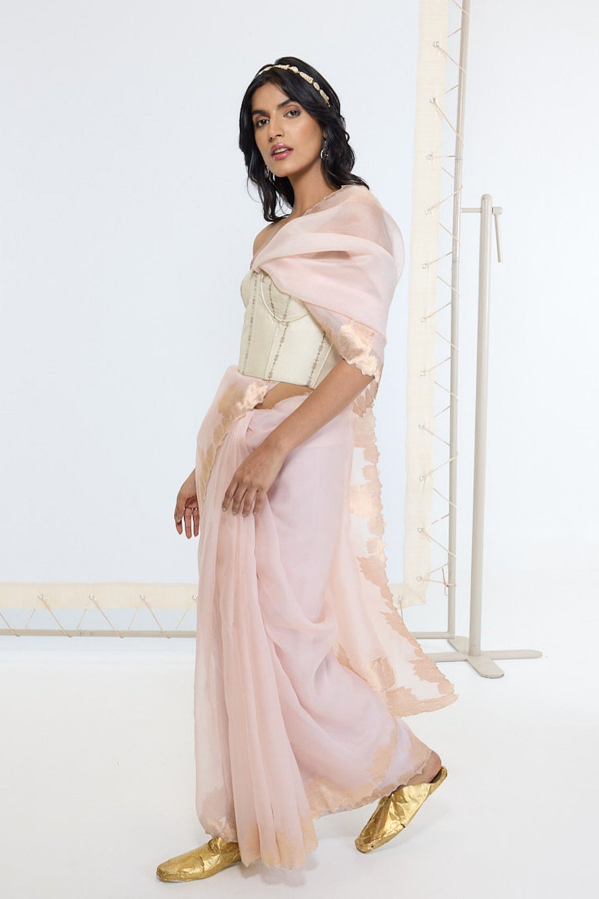 Handwoven Creamy Peach Saree