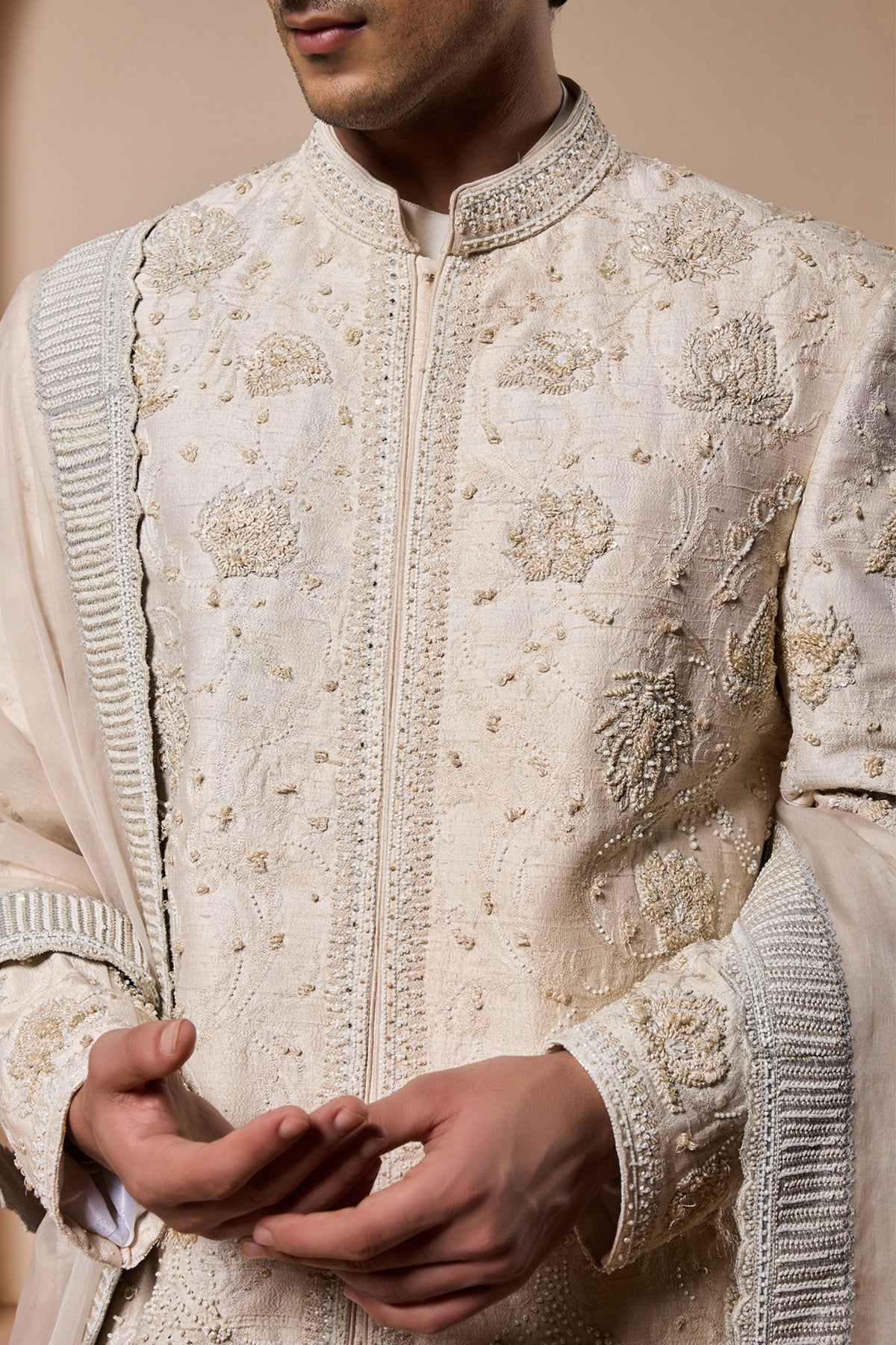 Ivory Sequin Sherwani Set