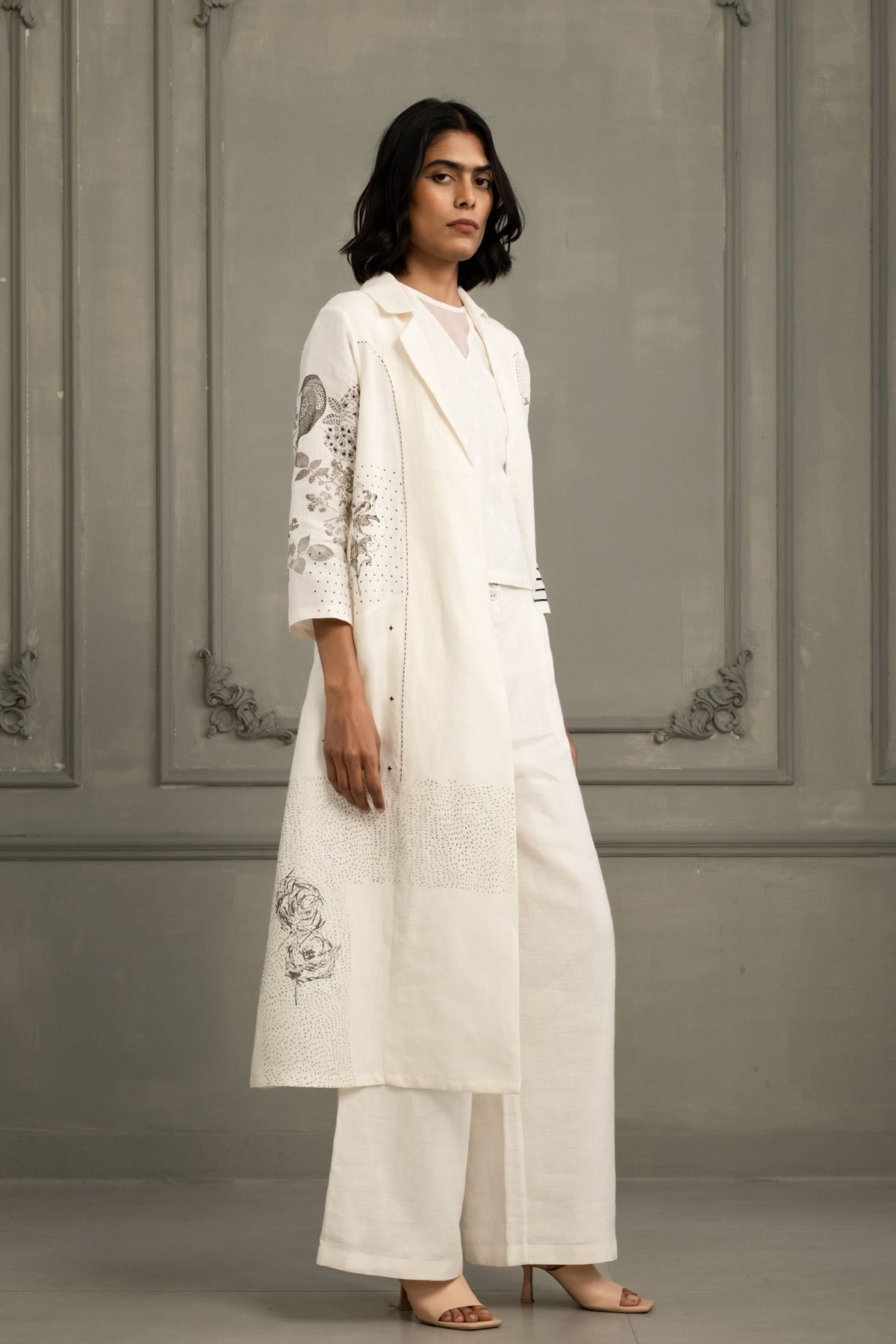 Ivory Embroidered Jacket Set