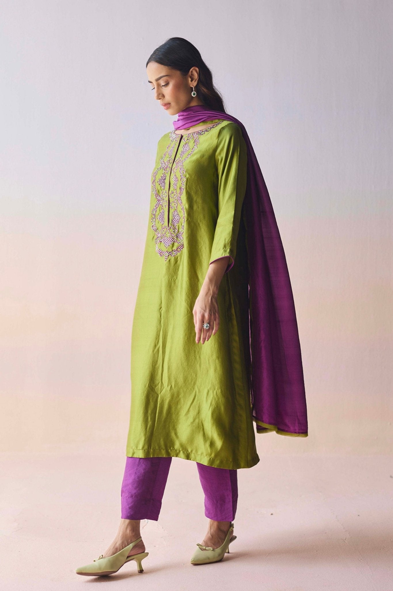 Lightfall Purple Dupatta - Surmaye - Elahe