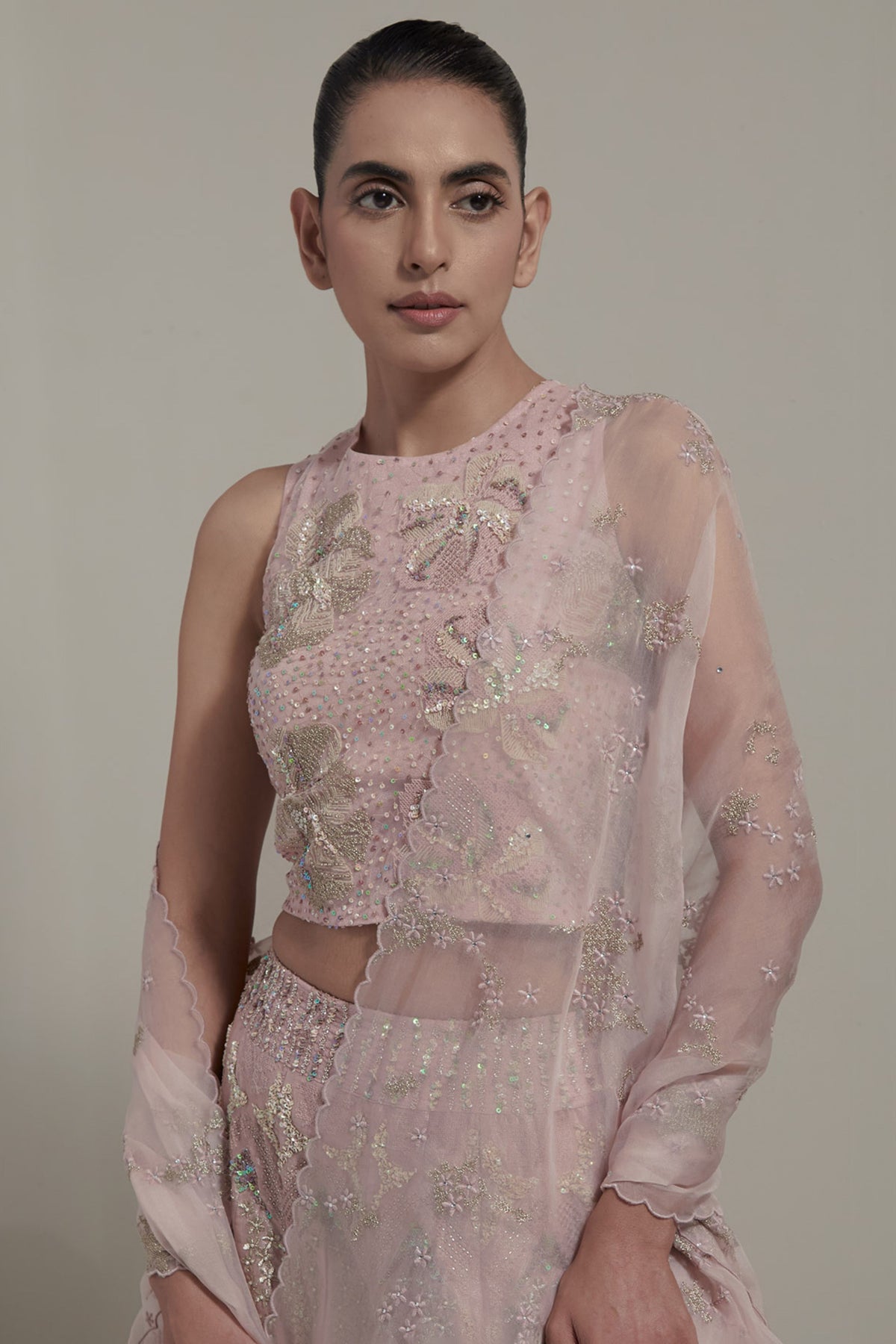 Pink Embellished Lehenga Set