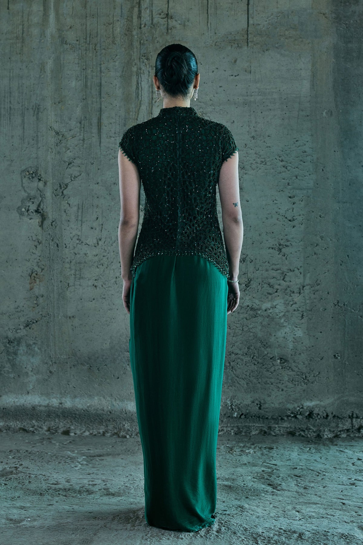 Emerald Cutwork Top With Skirt