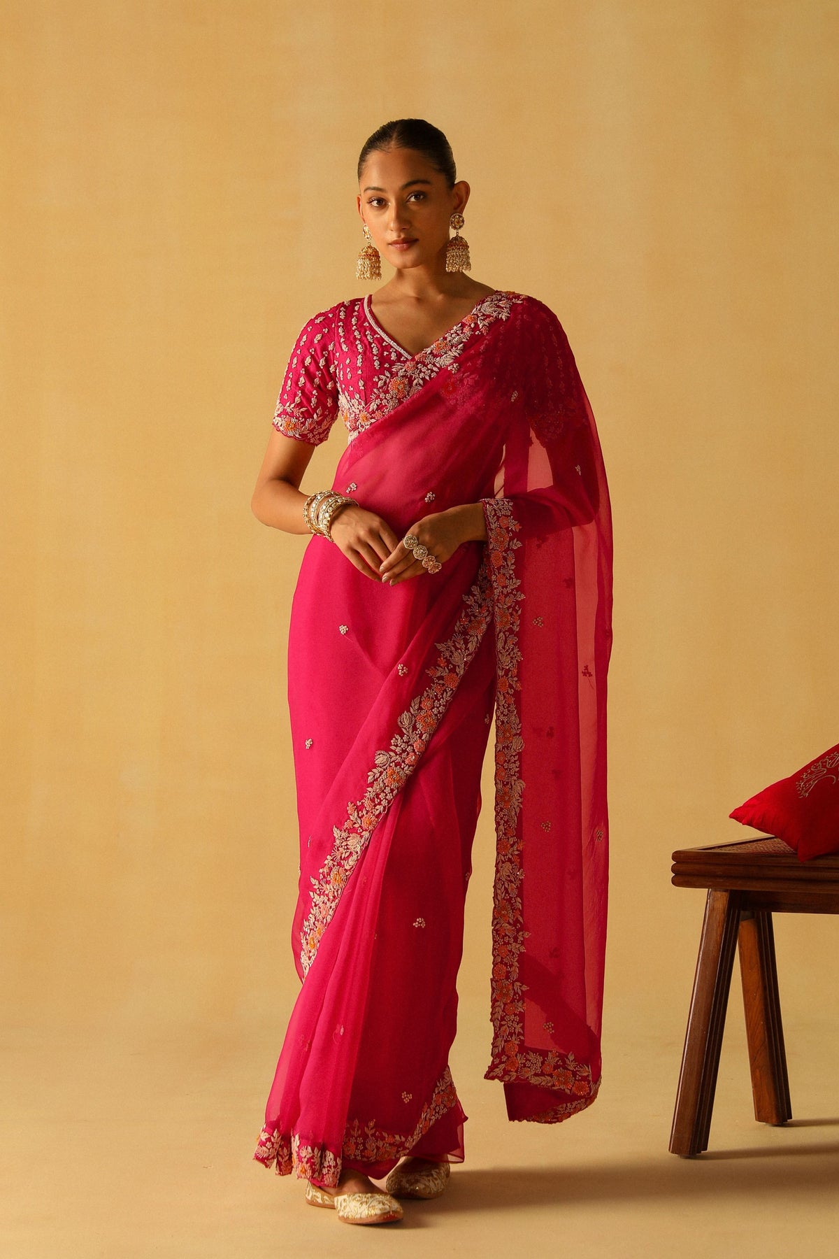 Hot Pink Afsa Saree Set