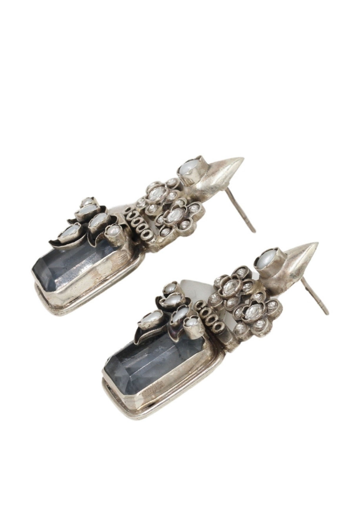 Classic Gray Silver Earrings