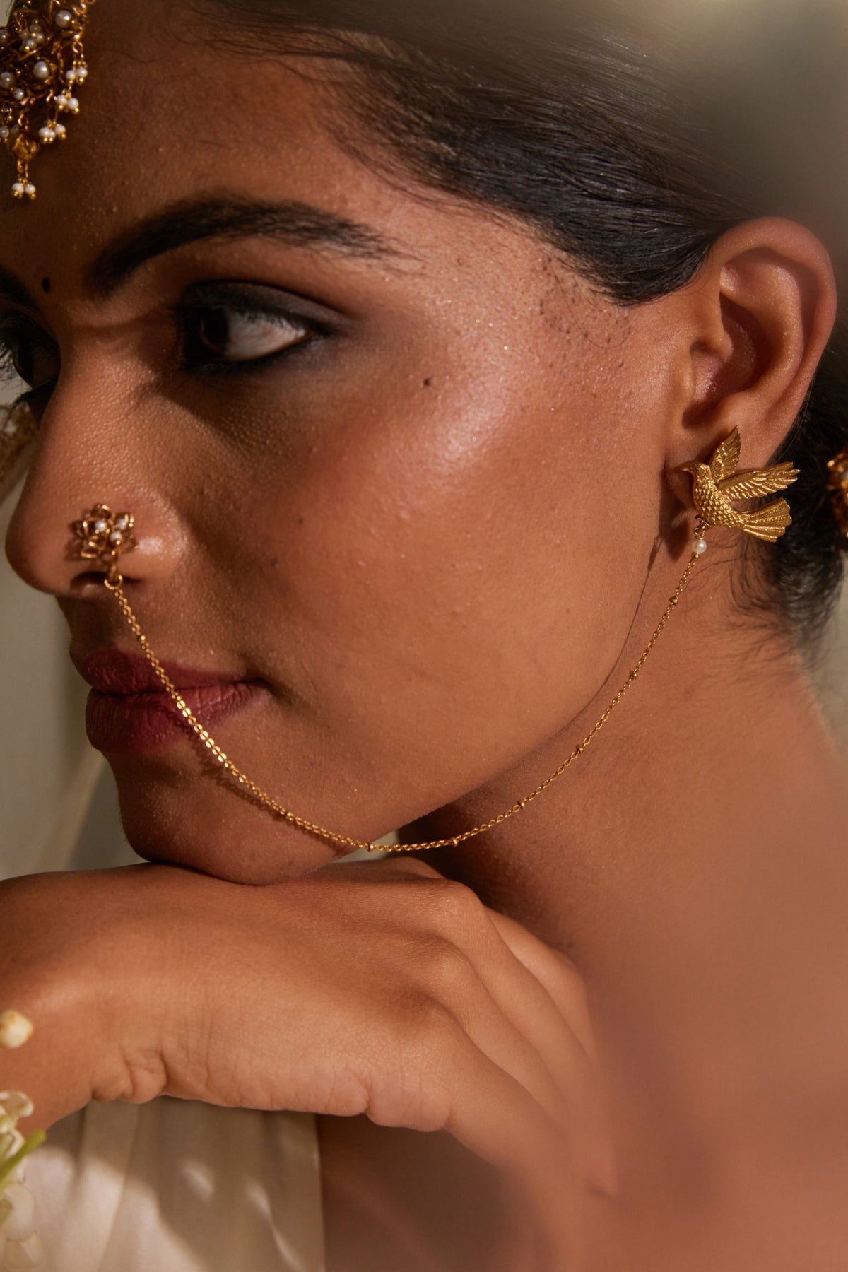 Panchee Studs With Detachable Nath-chain