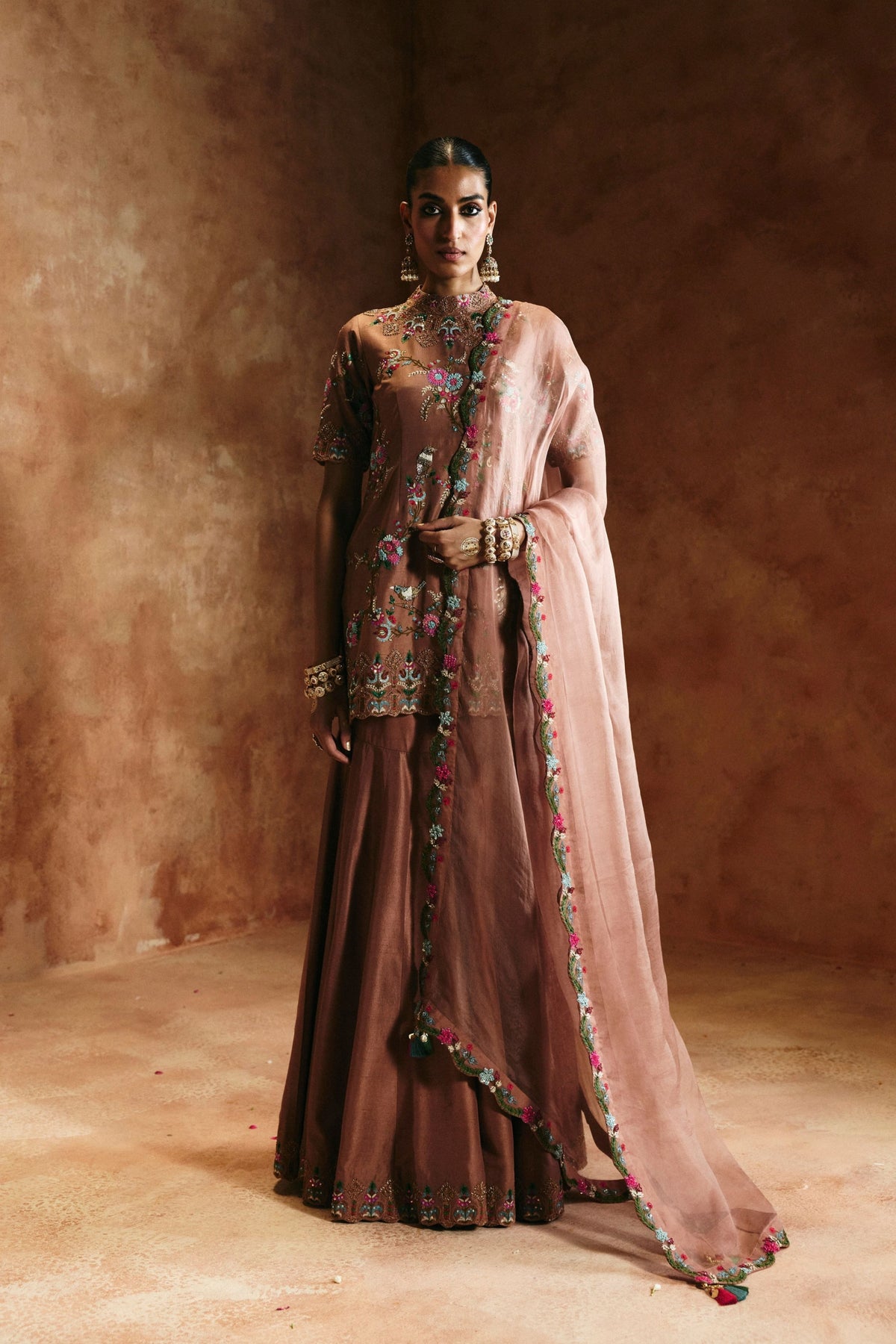 Bronze Zardozi Sindh Sharara Set
