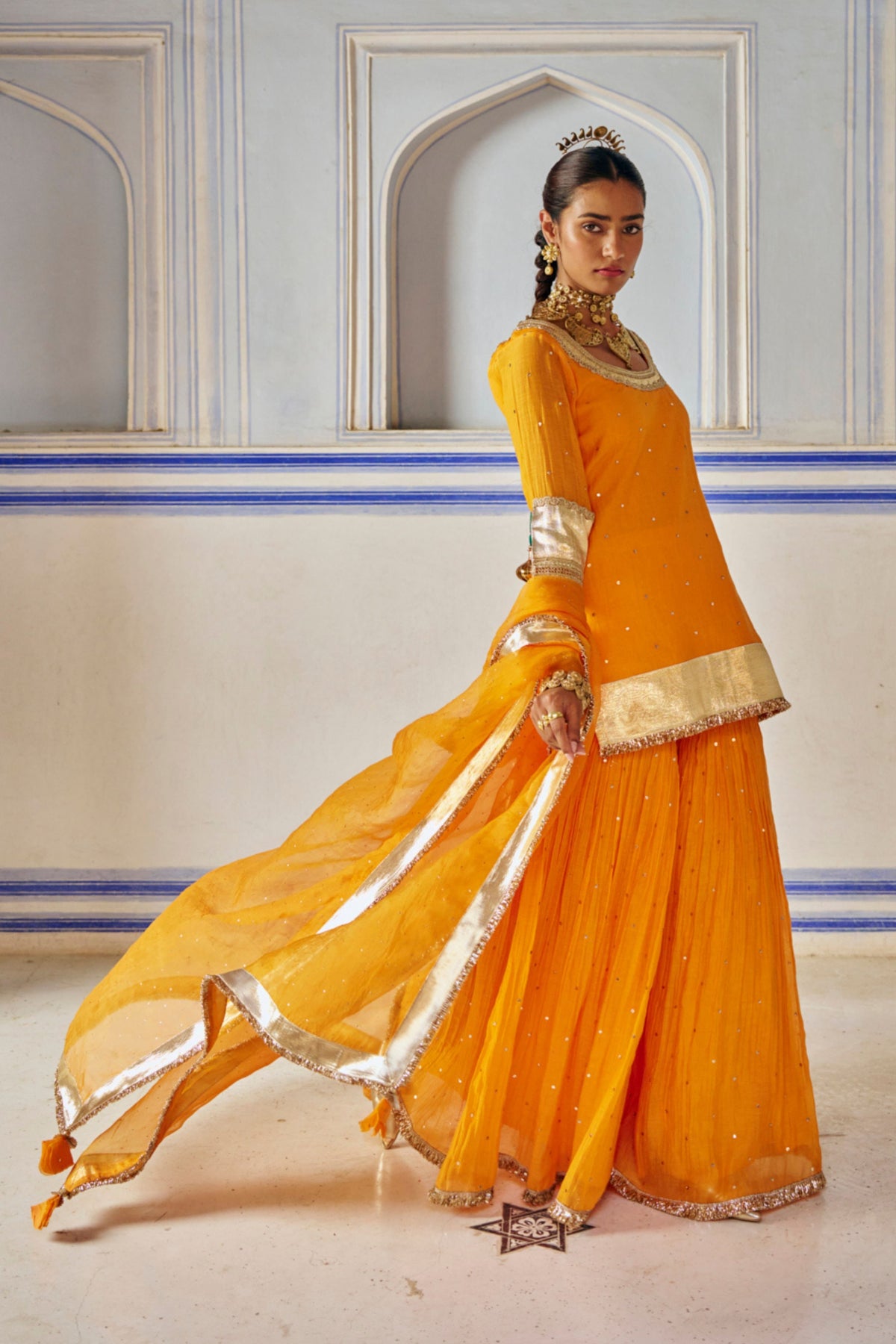Saffron Straight Sharara Set