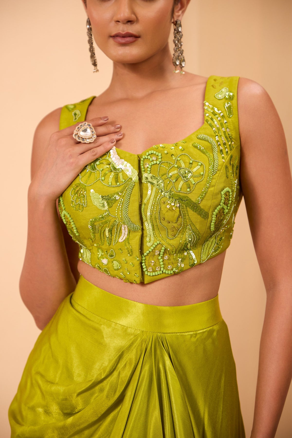 Green Skirt Set