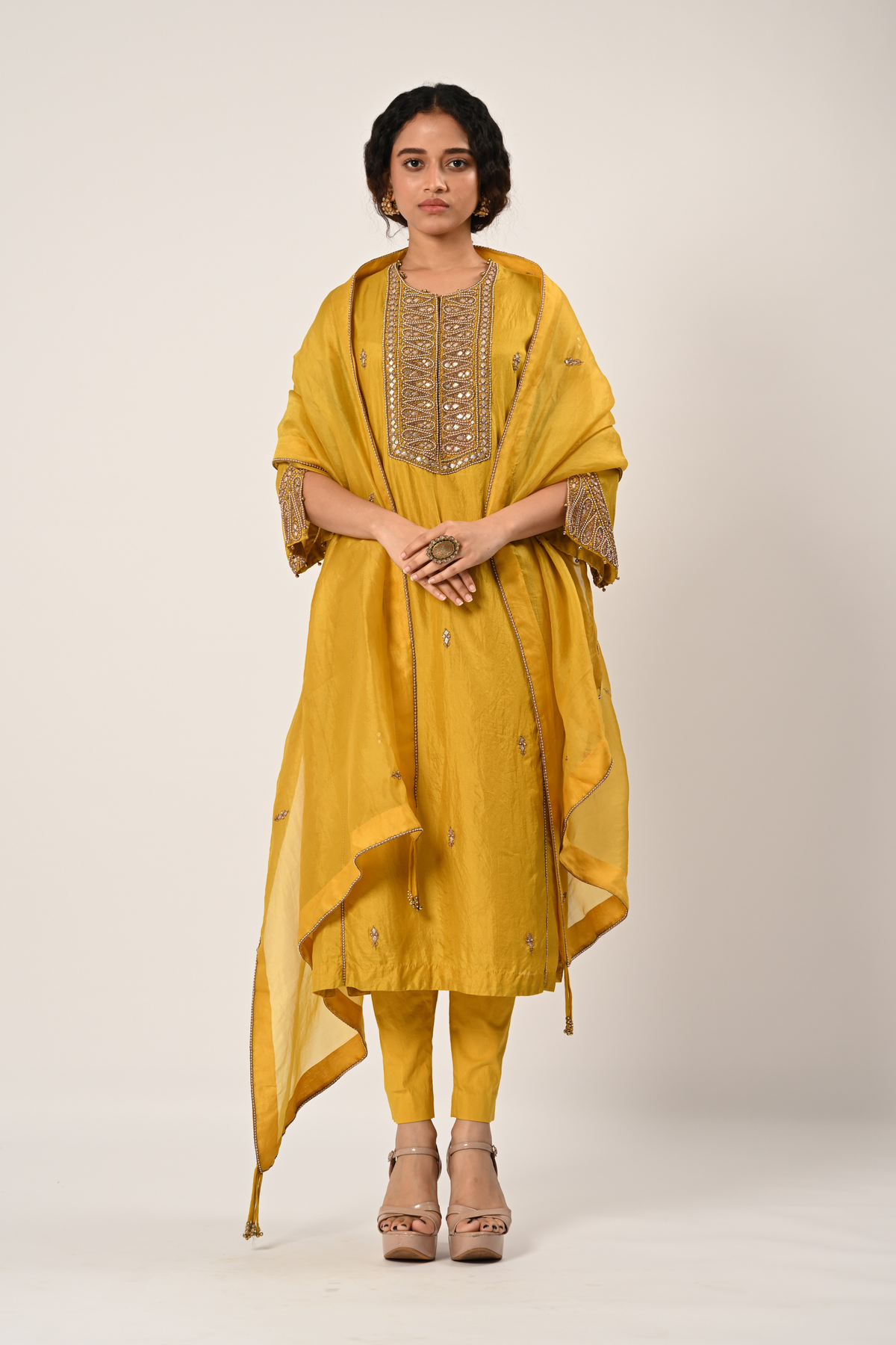 Yellow Princess Cut Kurta Set