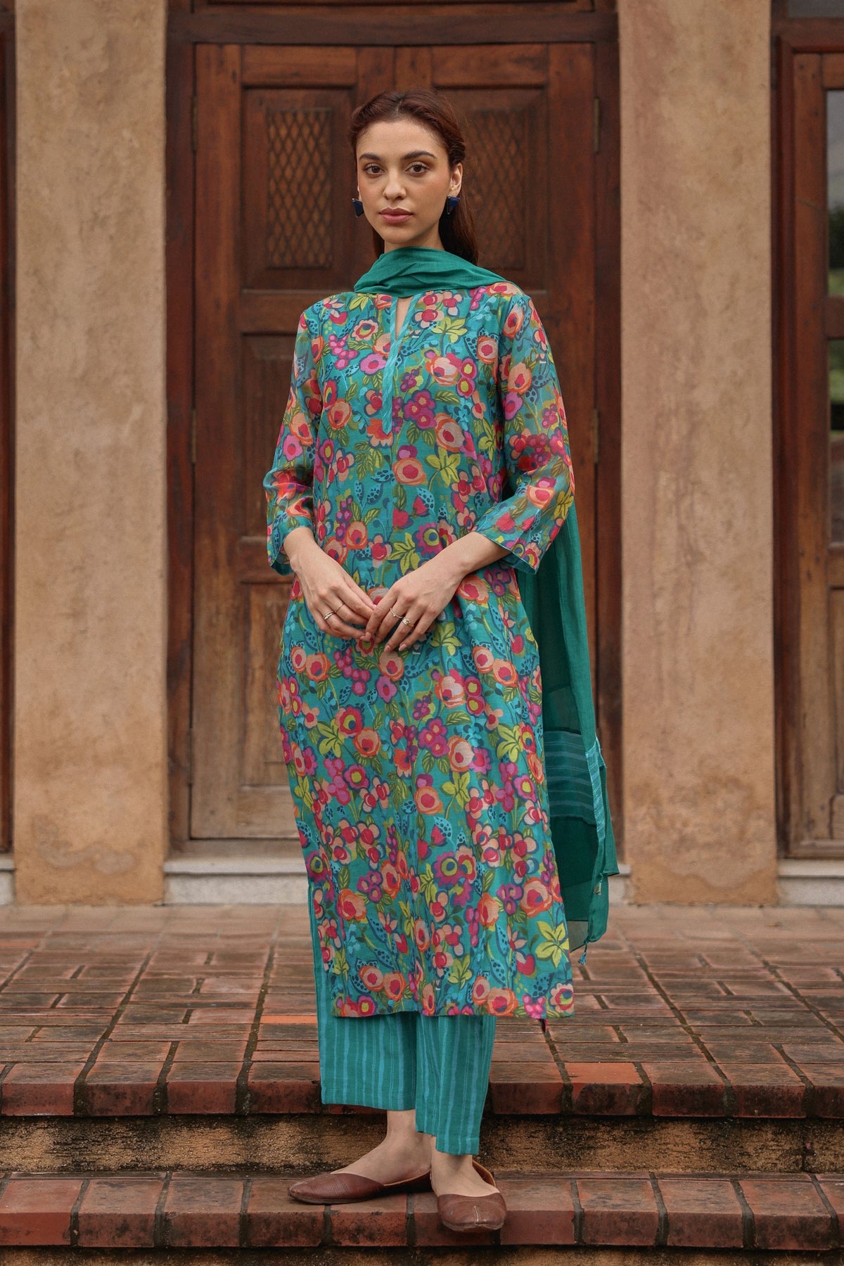 Bloom Teal Kurta Set