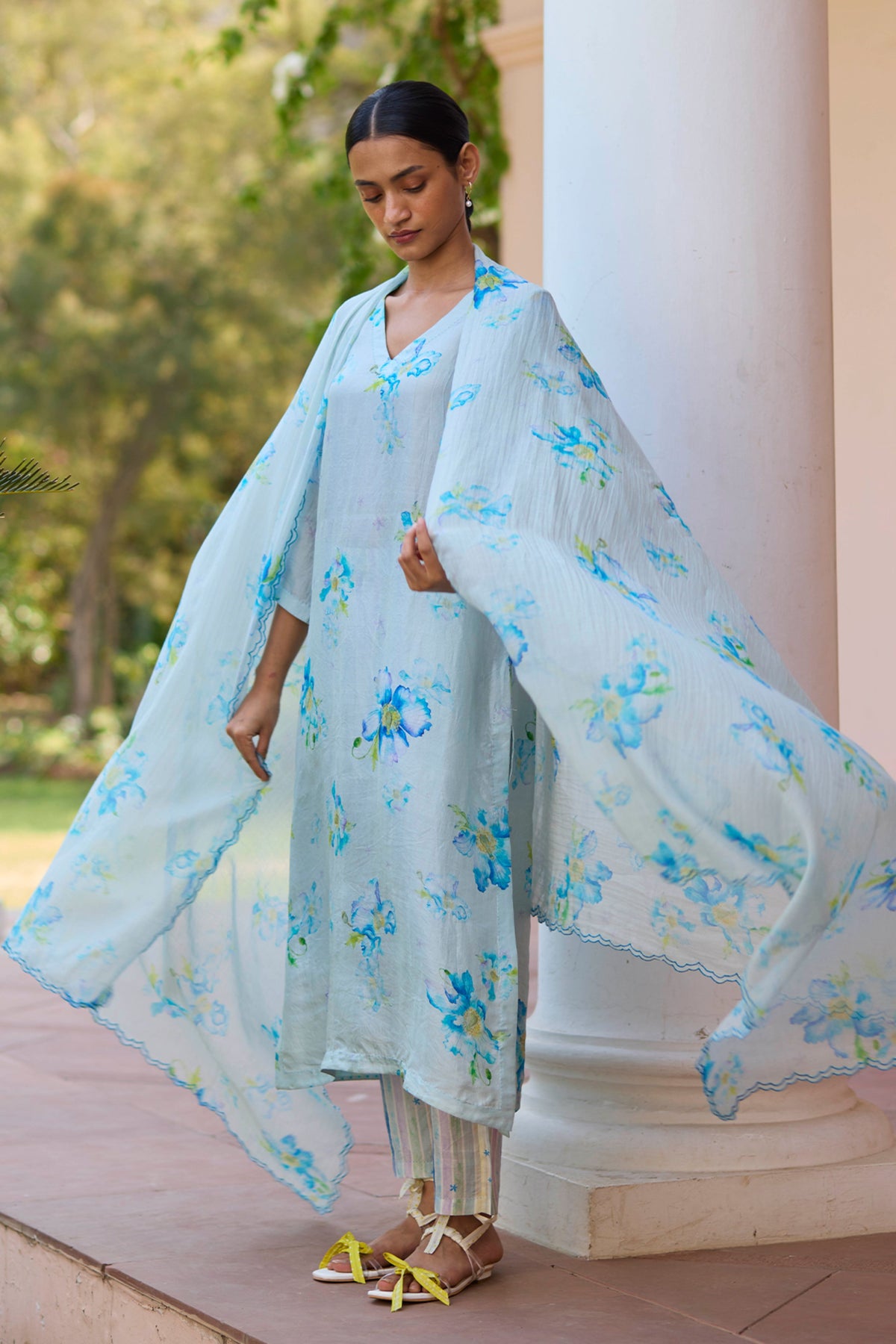 Sunkissed Poppy Blue Dupatta