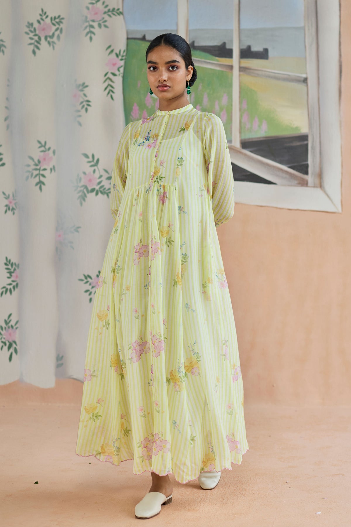 Serene Flora Maxi Dress Chanderi